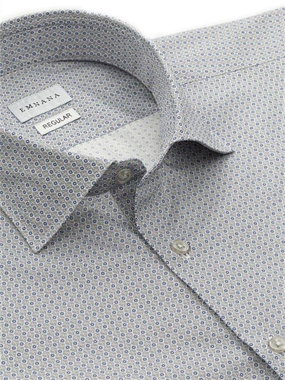 Mavi Desenli Gri Regular Fit Print Gömlek