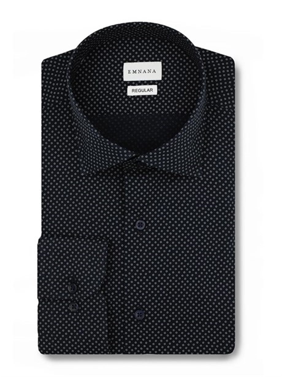 Lacivert Desenli Regular Fit  Print Gömlek