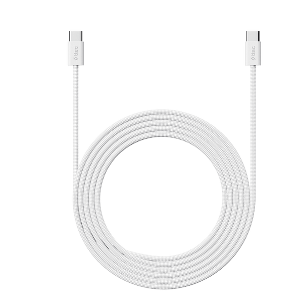 Ttec USB-C - USB-C 100cm 60W PD Örgü Hızlı Şarj/Data Kablosu Beyaz