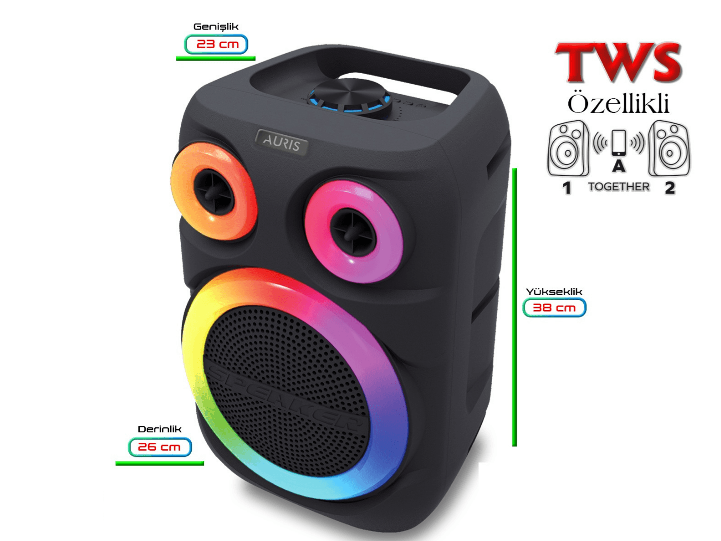 Auris KLN200 Speaker  Bluetooth Hoparlör 8 inç