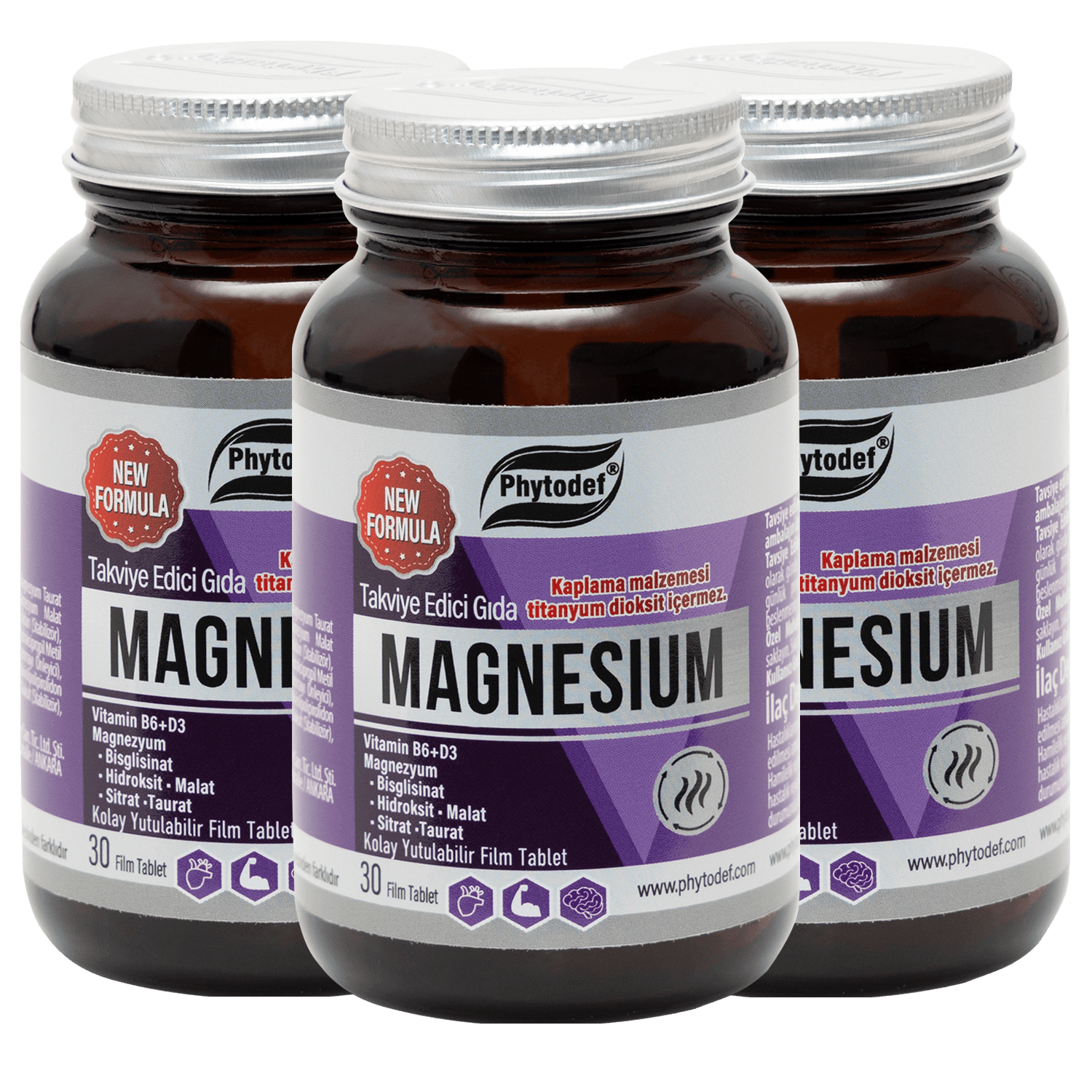 Magnezyum + Vitamin B6 + D3 - 30 Tablet X 3 Adet