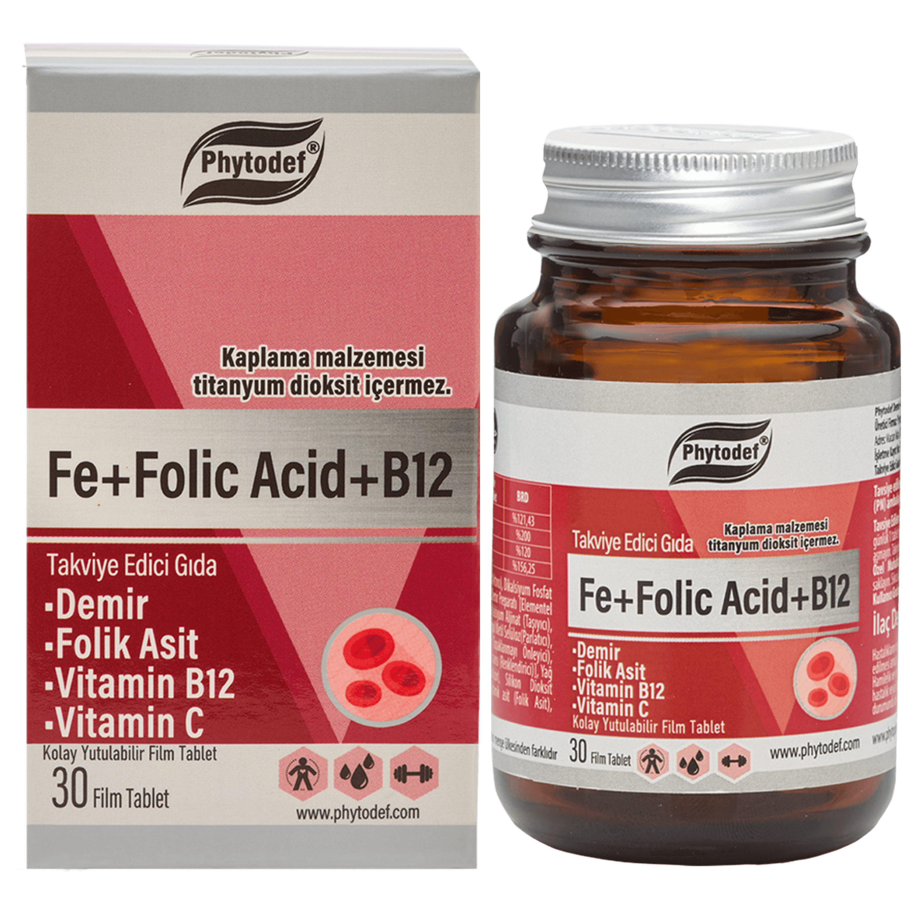 Demir + Folik Asit + Vitamin B12 + Vitamin C - 30 Tablet & Omega 3 Licaps, 500mg 60 Kapsül 330/220 Norveç Menşeli Balık Yağı, Kapsül (Balık Jelatini)