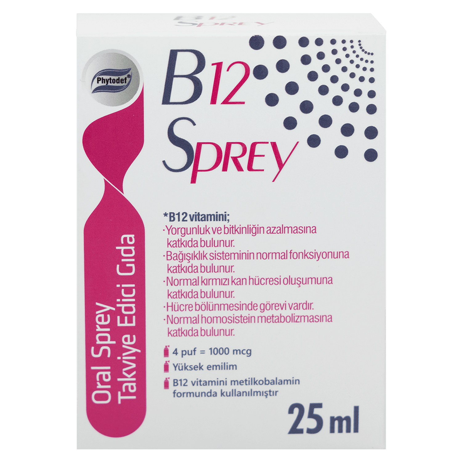 Vitamin B12 Sprey - 25 ml (Çilek Aromalı)