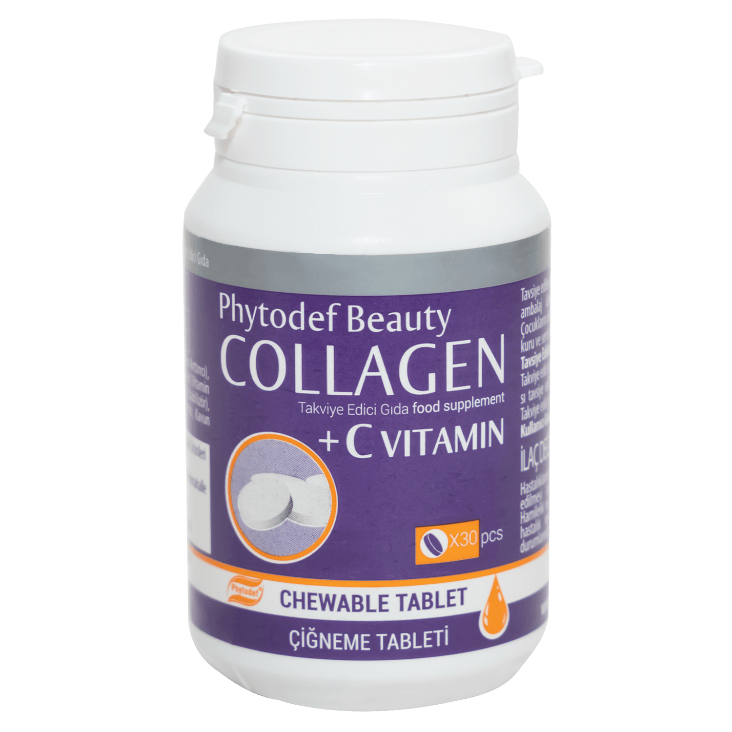 Kolajen + Vitamin C Çiğneme Tableti - 30 Adet (Kavun ve Muz Aromalı)