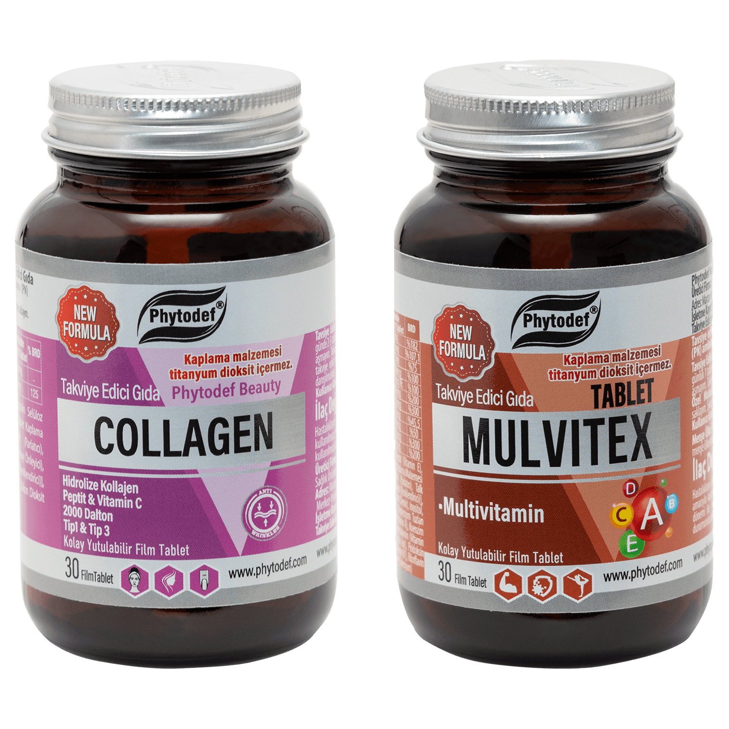 Kolajen + Vitamin C - 30 Tablet & Mulvitex Multivitamin - 30 Tablet