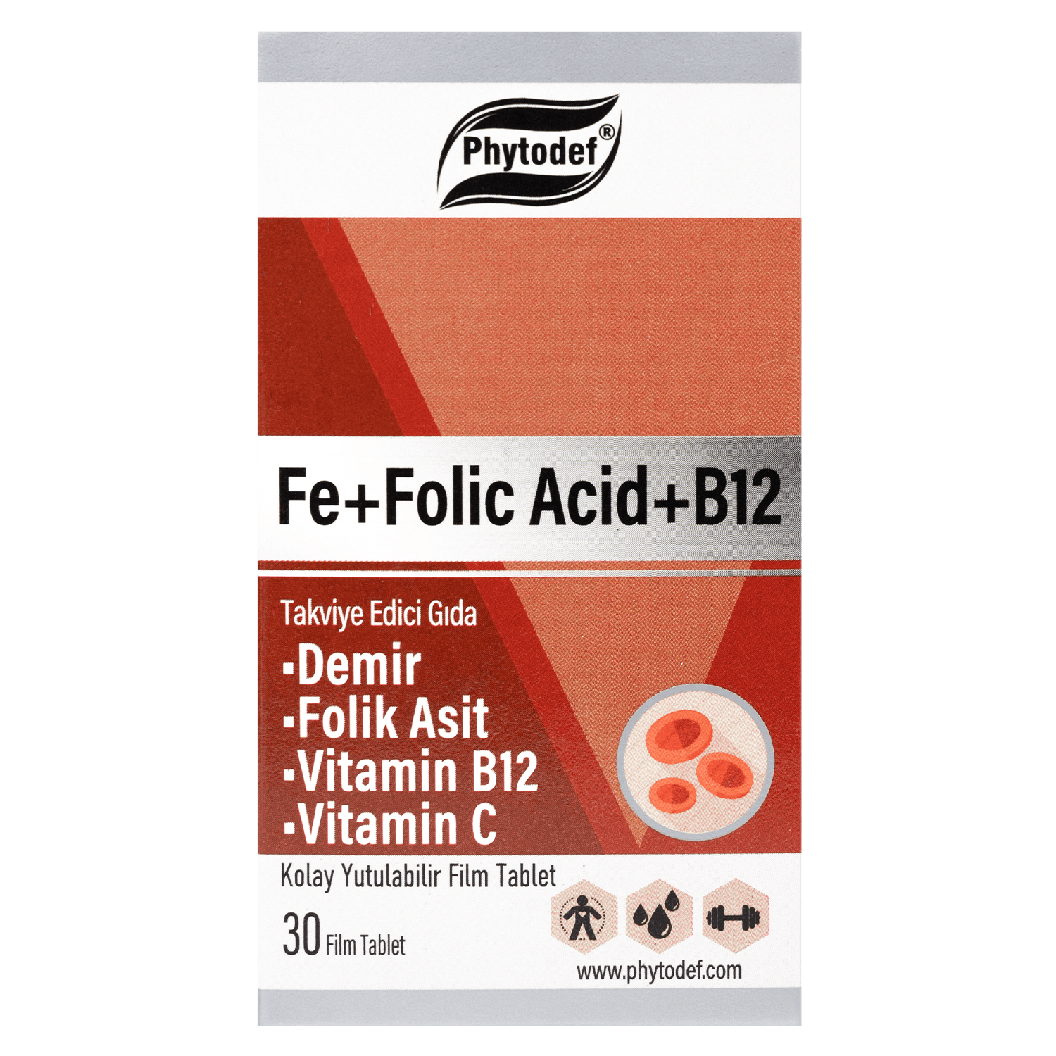Demir + Folik Asit + Vitamin B12 30 Tablet
