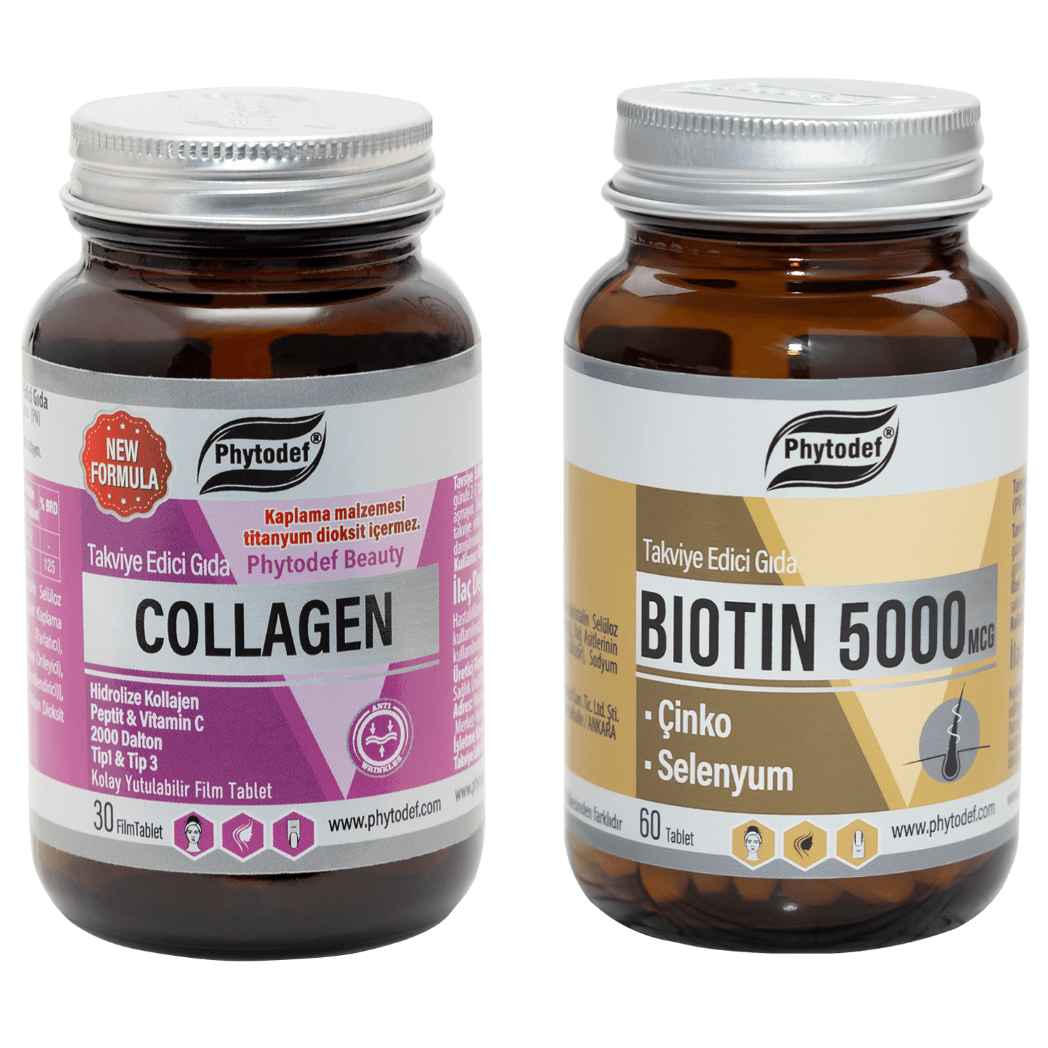 Kolajen + Vitamin C - 30 Tablet & Biotin 5000 mcg - 60 Tablet