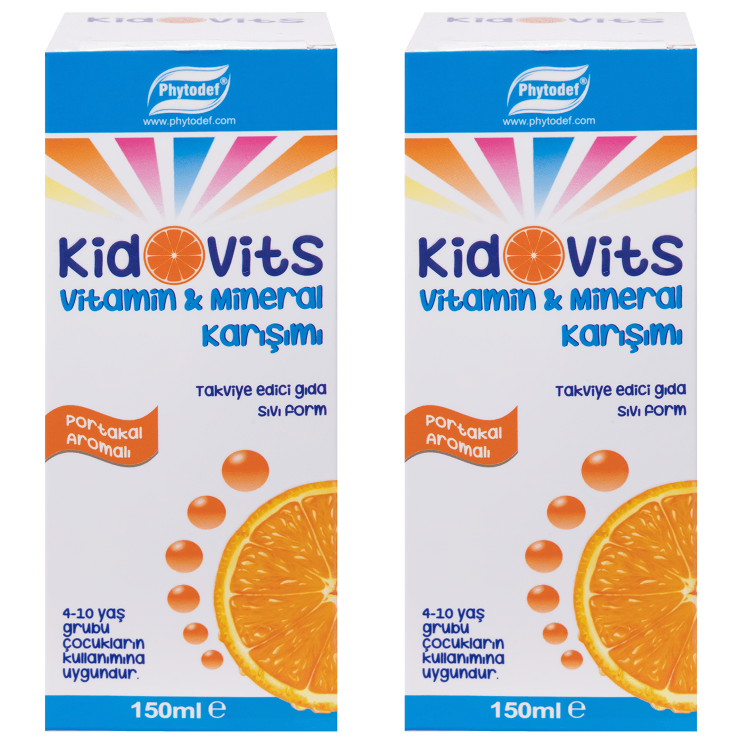 Kidovits Vitamin & Mineral Karışımı - 150 ml (Portakal Aromalı) X 2 Adet
