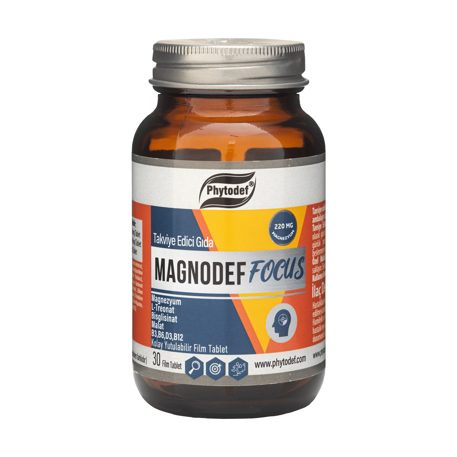 Magnodef Focus Magnezyum L-Treonat Bisglisinat Malat - 30 Film Tablet