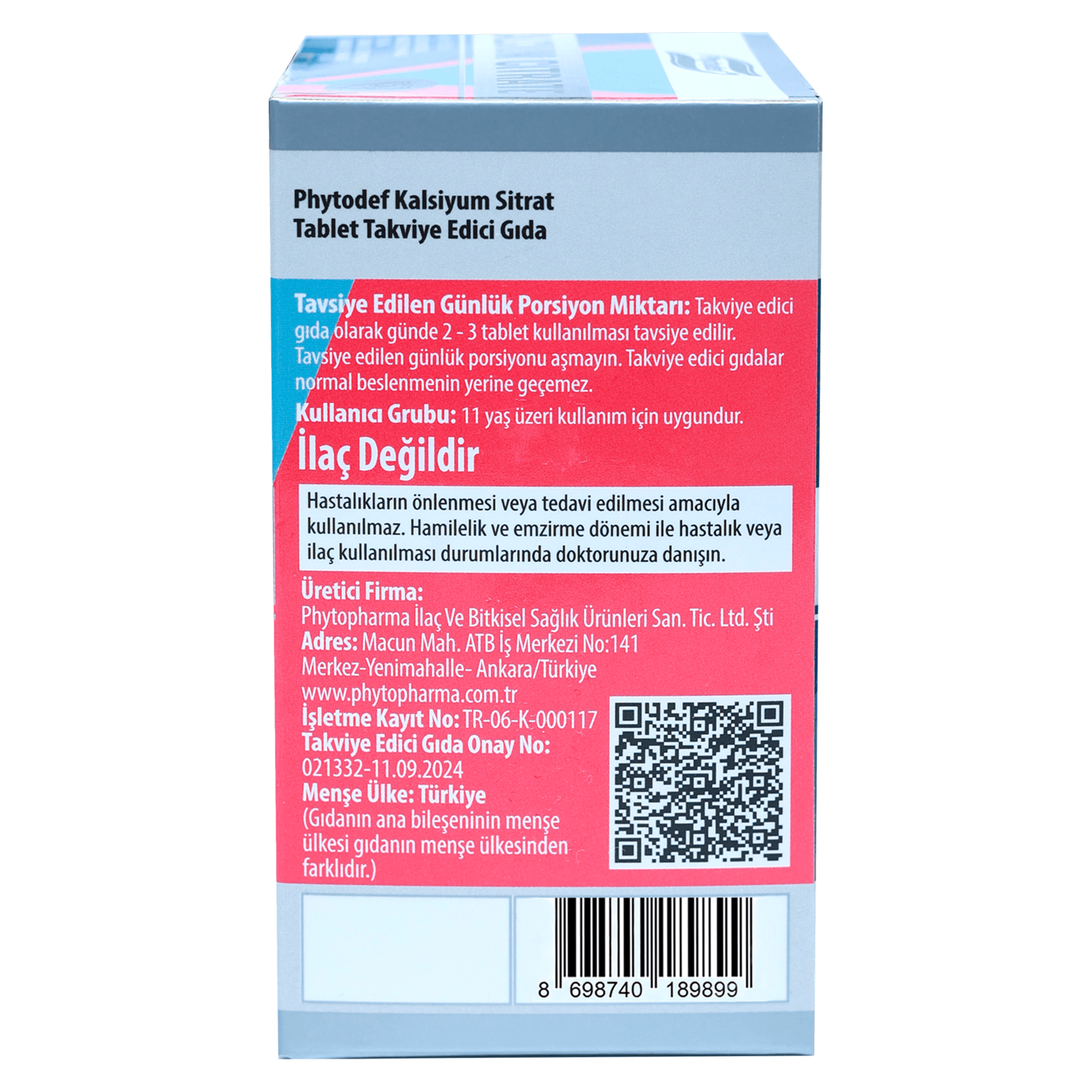 Calcium Citrate (Kalsiyum Sitrat) 60 Film Tablet