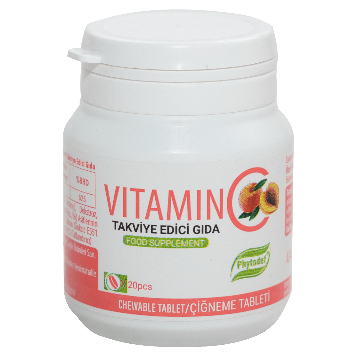 Vitamin C Çiğneme Tableti  - 20 Adet (Şeftali Aromalı)