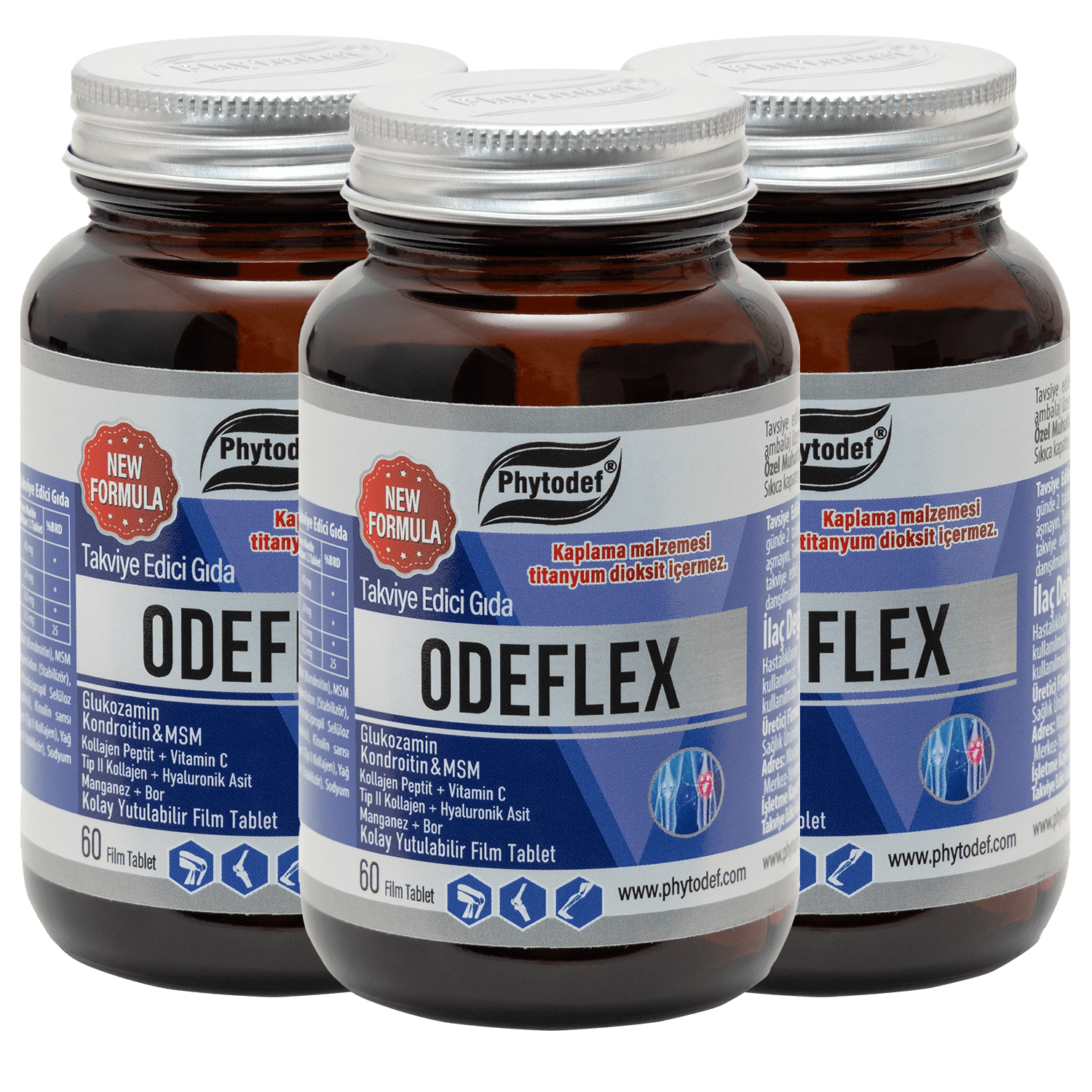 Odeflex + Glukozamin Kondroitin MSM + Tip 2 Kolajen - 60 Tablet X 3 Adet