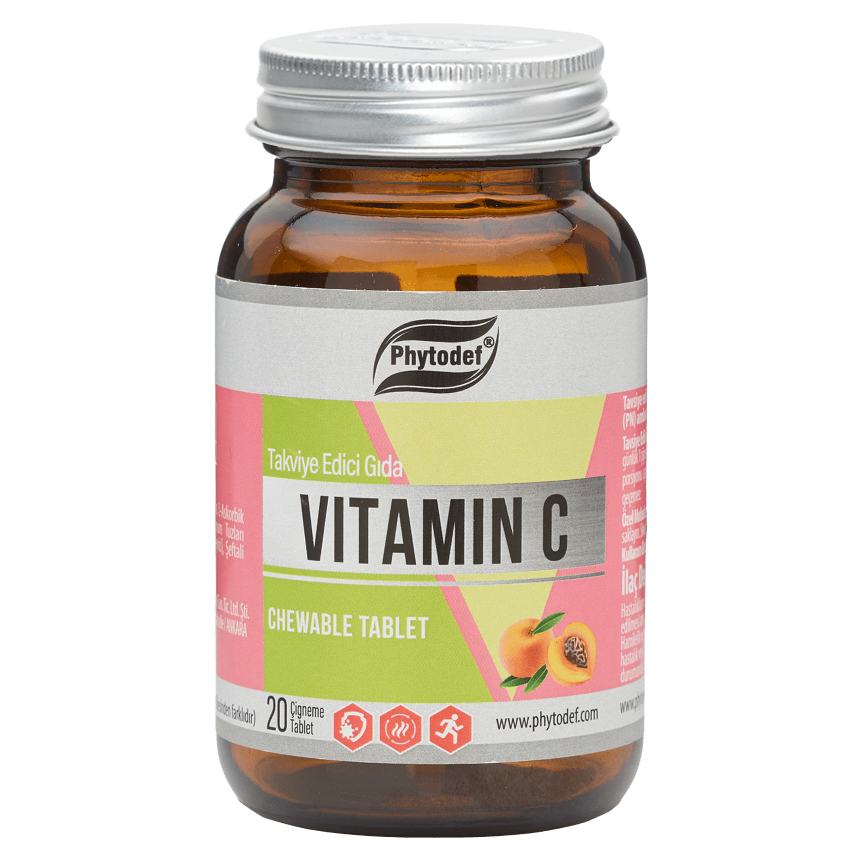 Vitamin C Çiğneme Tableti - 20 Adet X 5 Adet (Şeftali Aromalı)