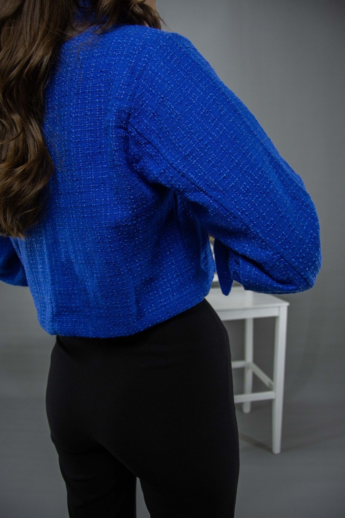 Buklet Kumaş Crop Ceket