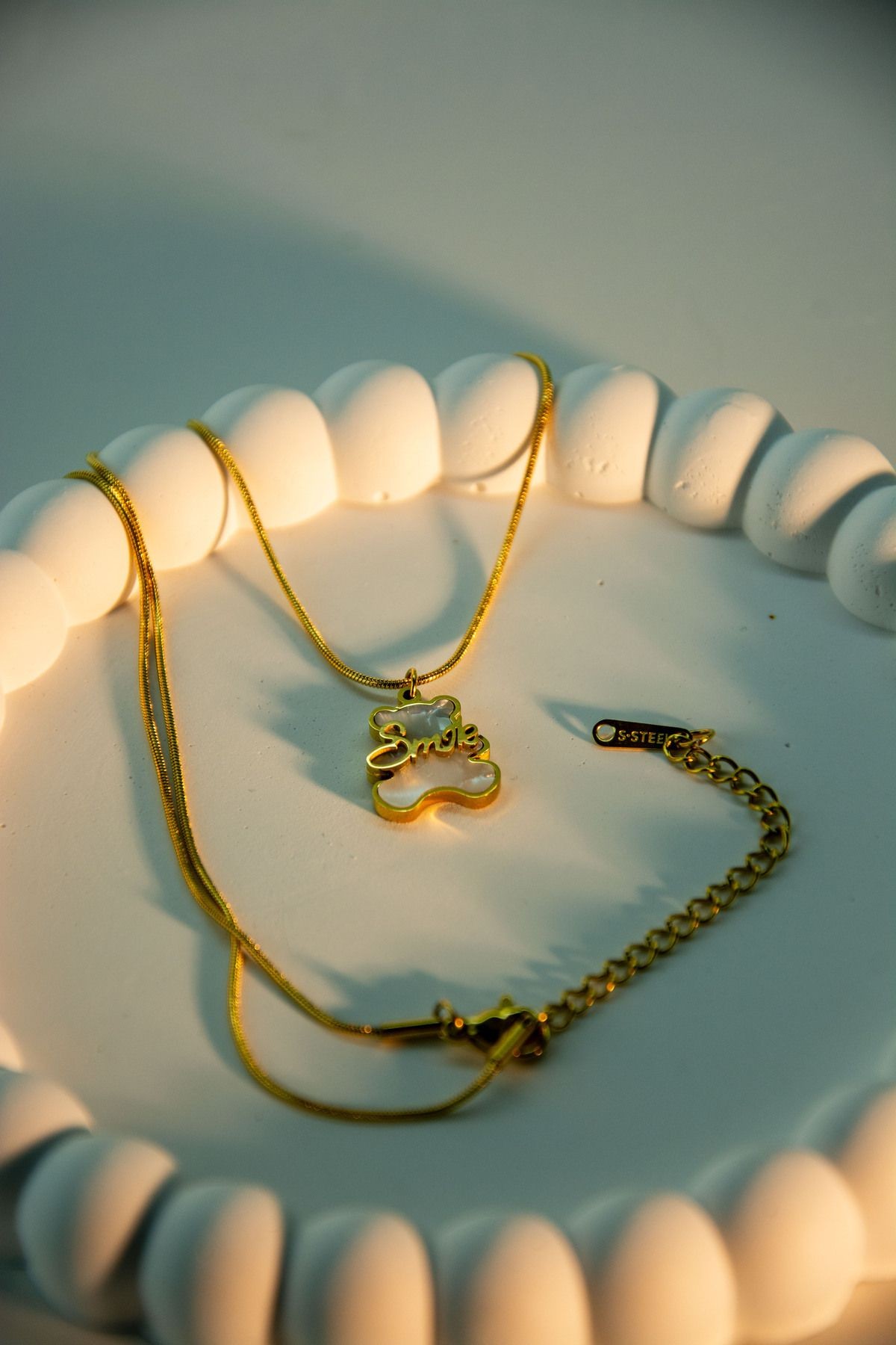 Çelik Ayıcık Smile Kolye