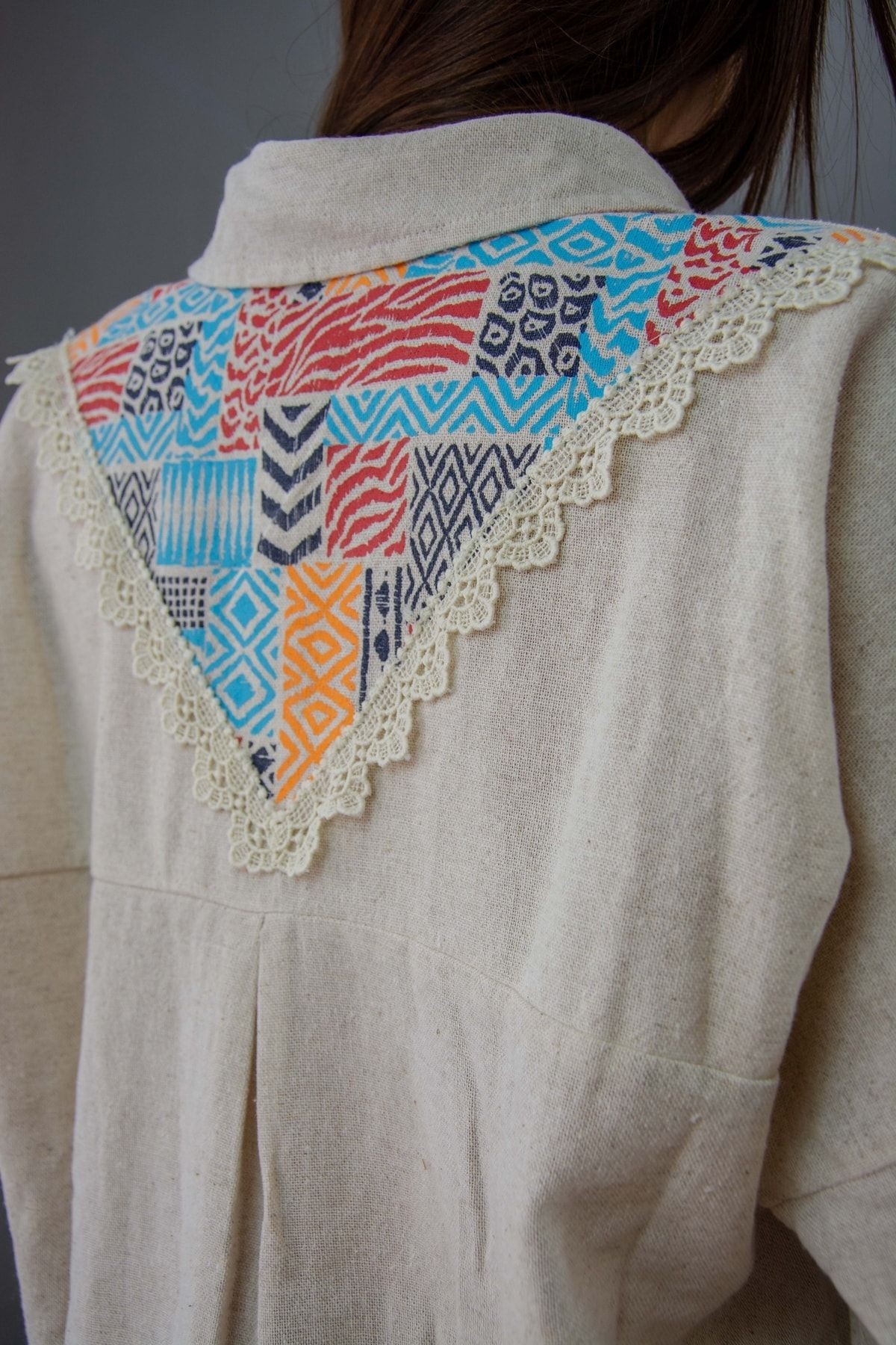 Patch Desenli Comfort Oversize Gömlek