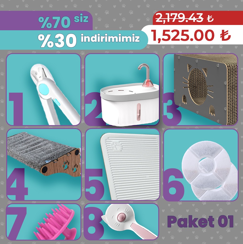 8 ürün tek pakette | 70% siz 30% indirimimiz (Paket 01)