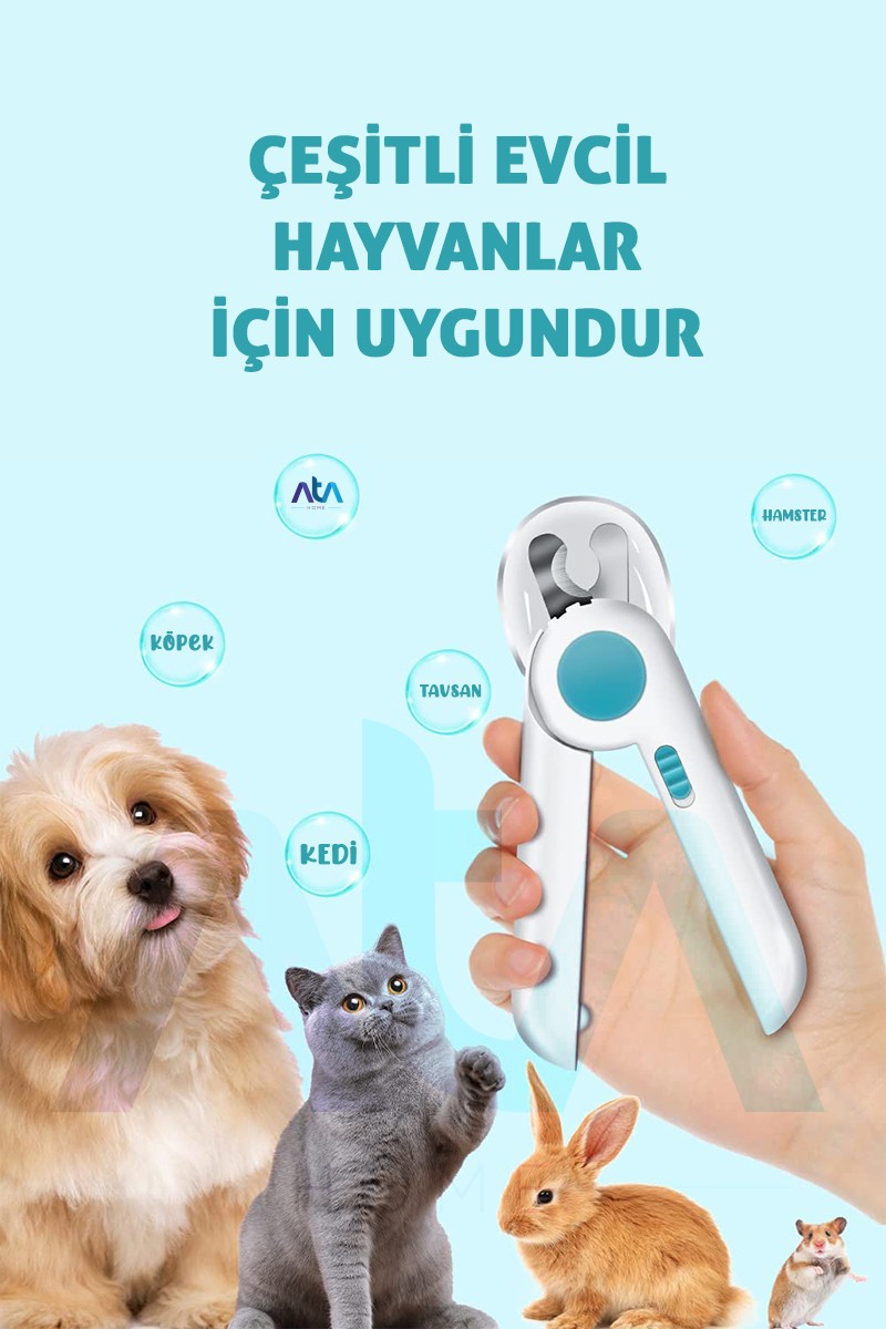 Işıklı Kedi Köpek Tırnak Makası Pet Evcil Hayvanları Için Korumalı Led'li Törpülü Tırnak Makası