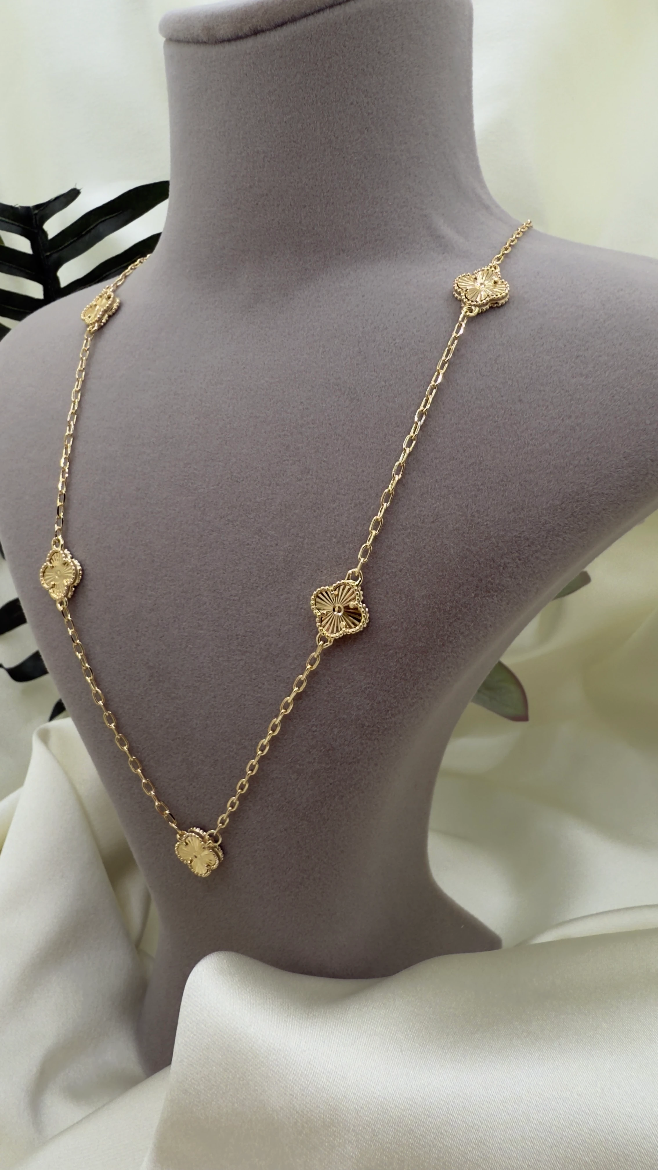 14K VIP KAPLAMA ÇOKLU YONCA KOLYE 