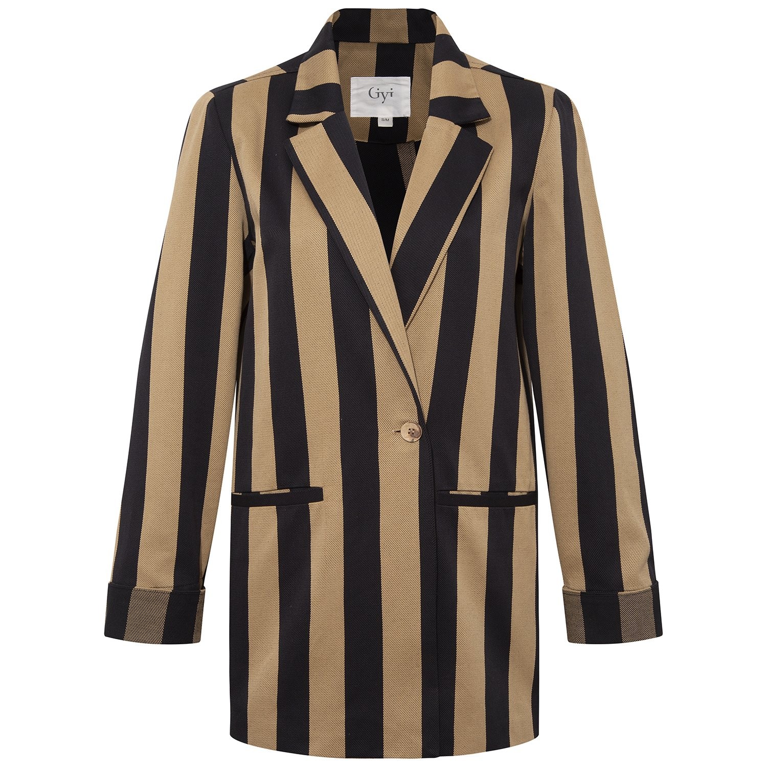 GİYİ BLACK&BEIGE STRIPES BLAZER CEKET