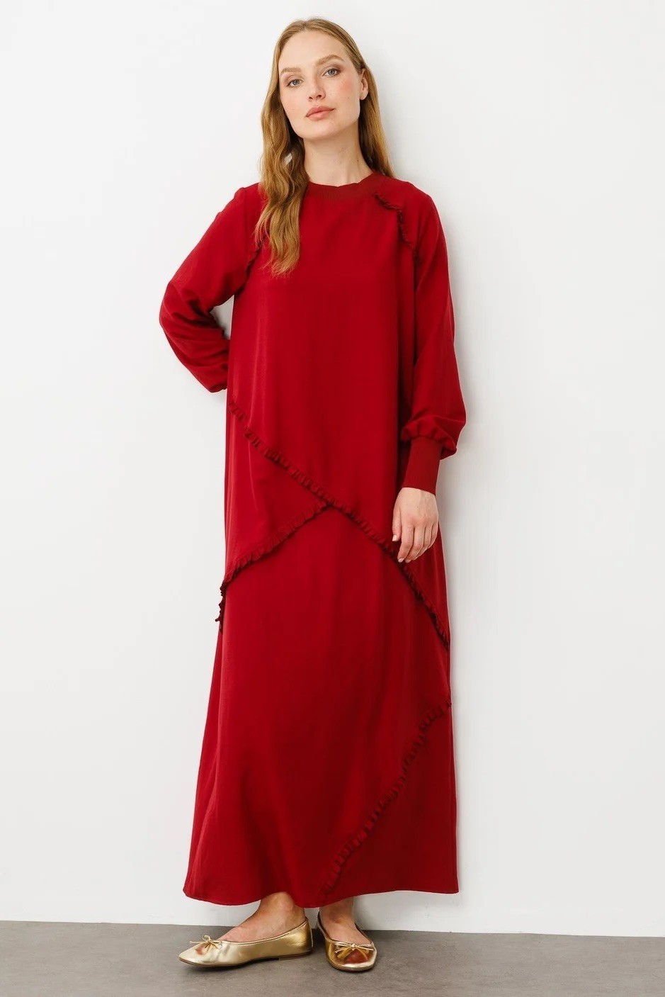 Ribana Elbise Bordo