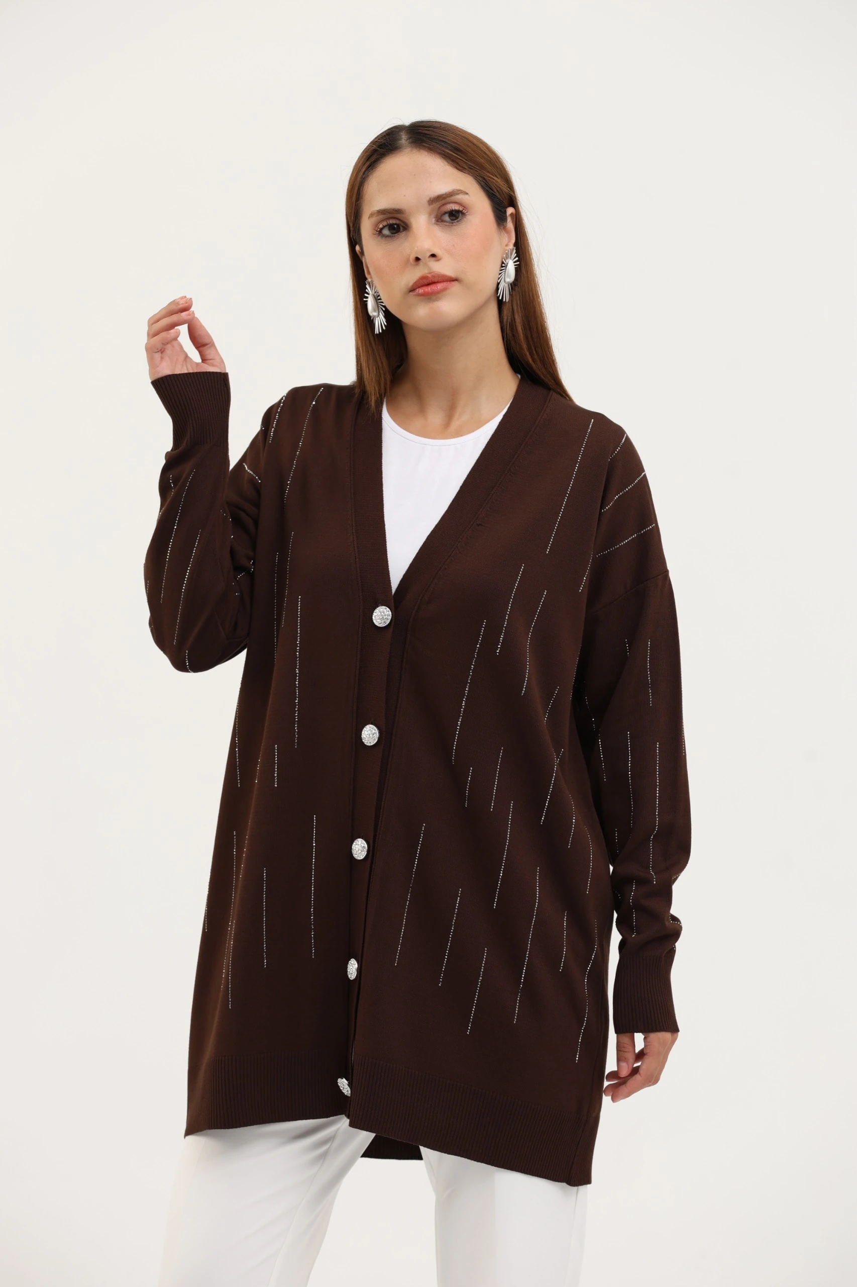 Taşlı Merserize Hırka