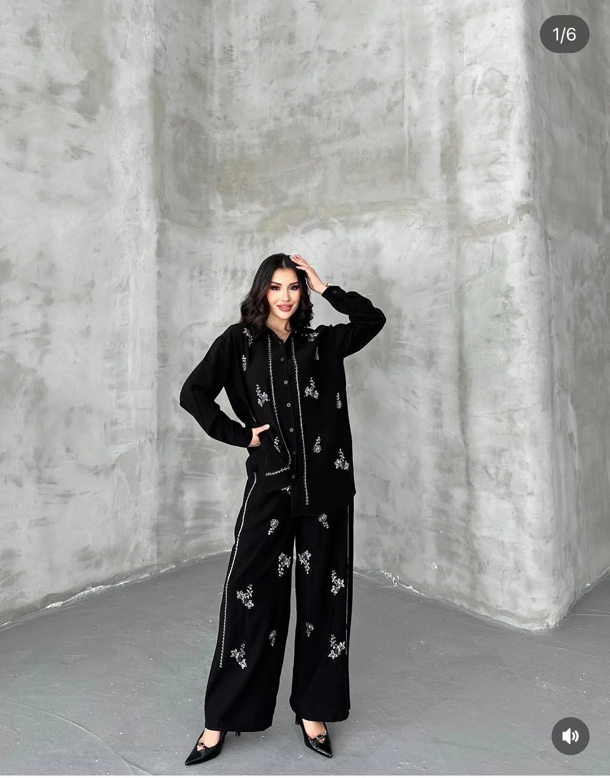 İşlemeli Takım Siyah