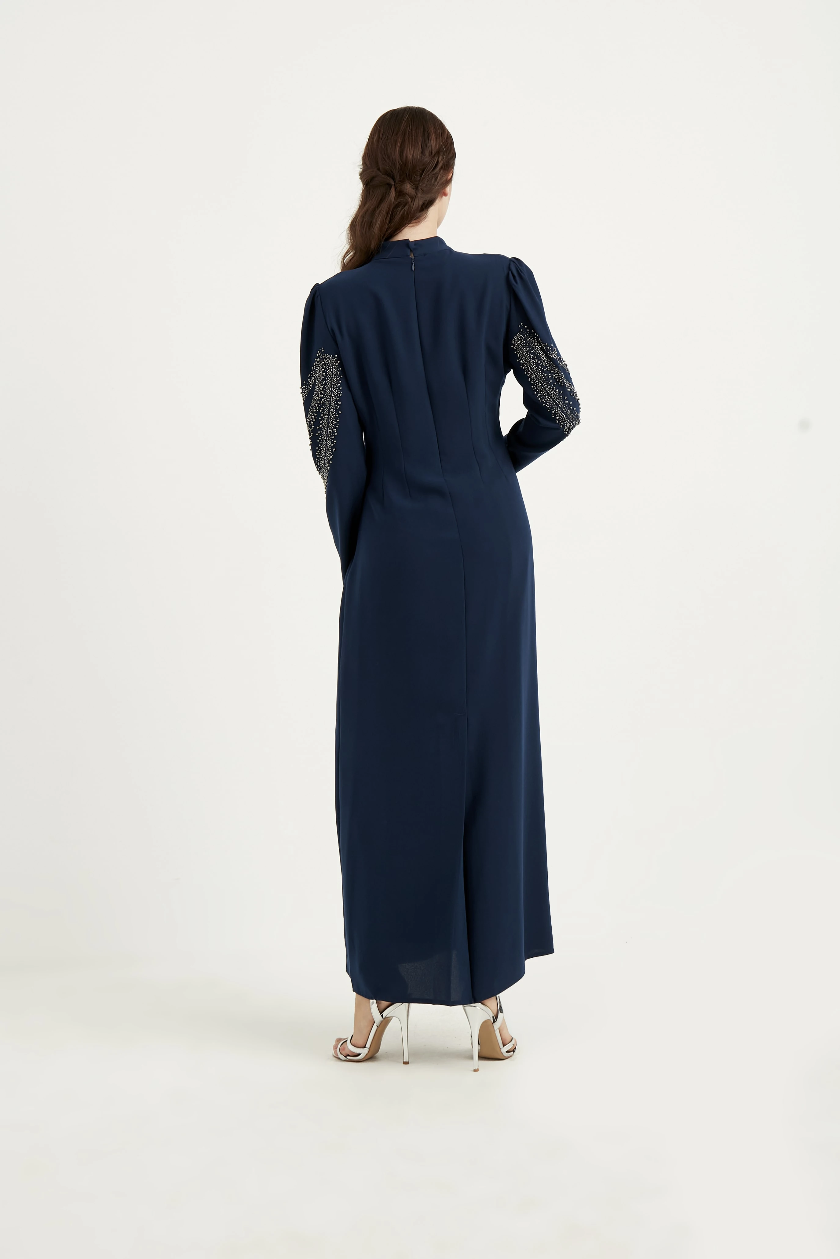 BEGONYA-TAŞLI KREP ELBİSE