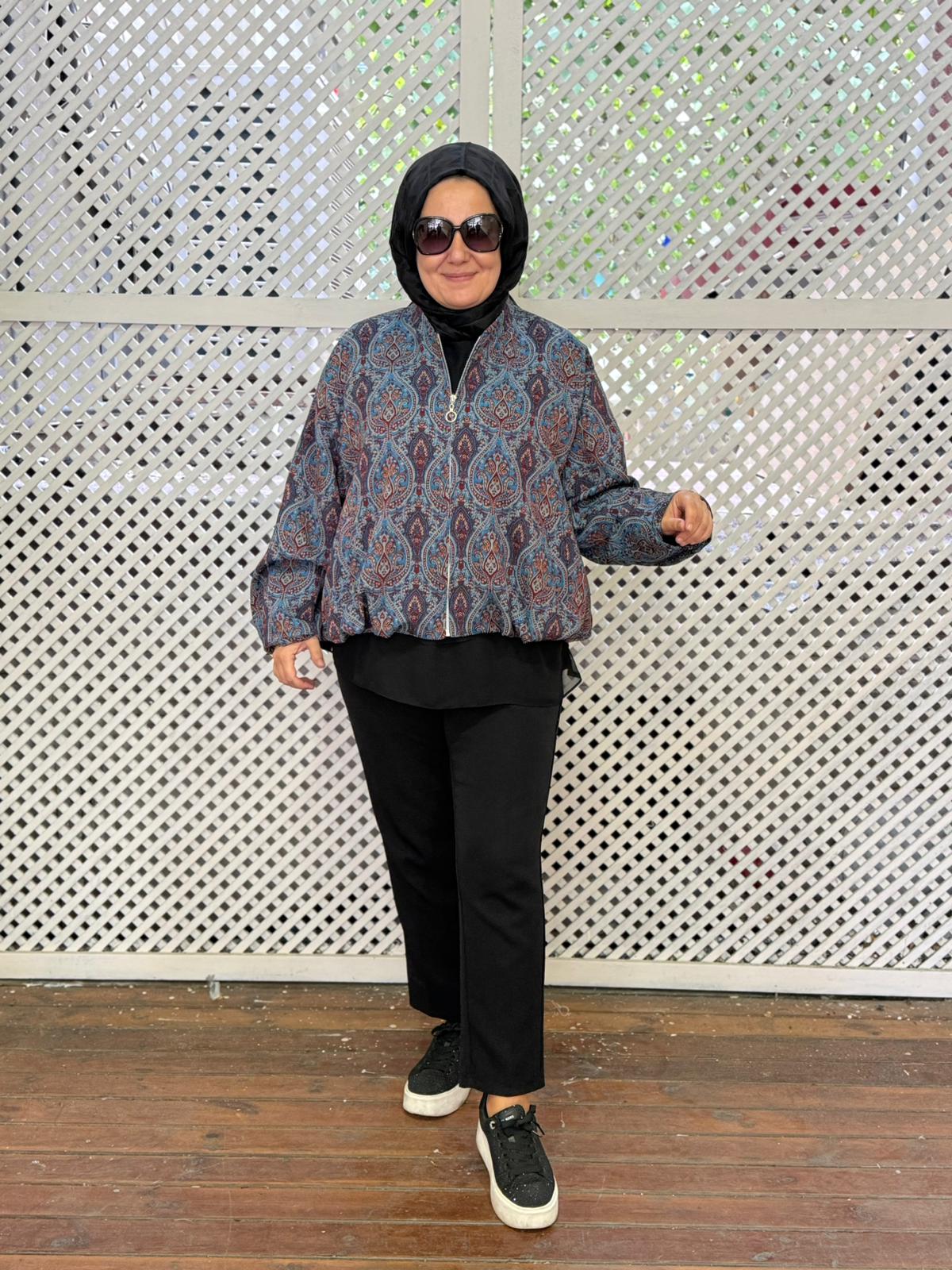 Etnik Desen Bomber Çeket