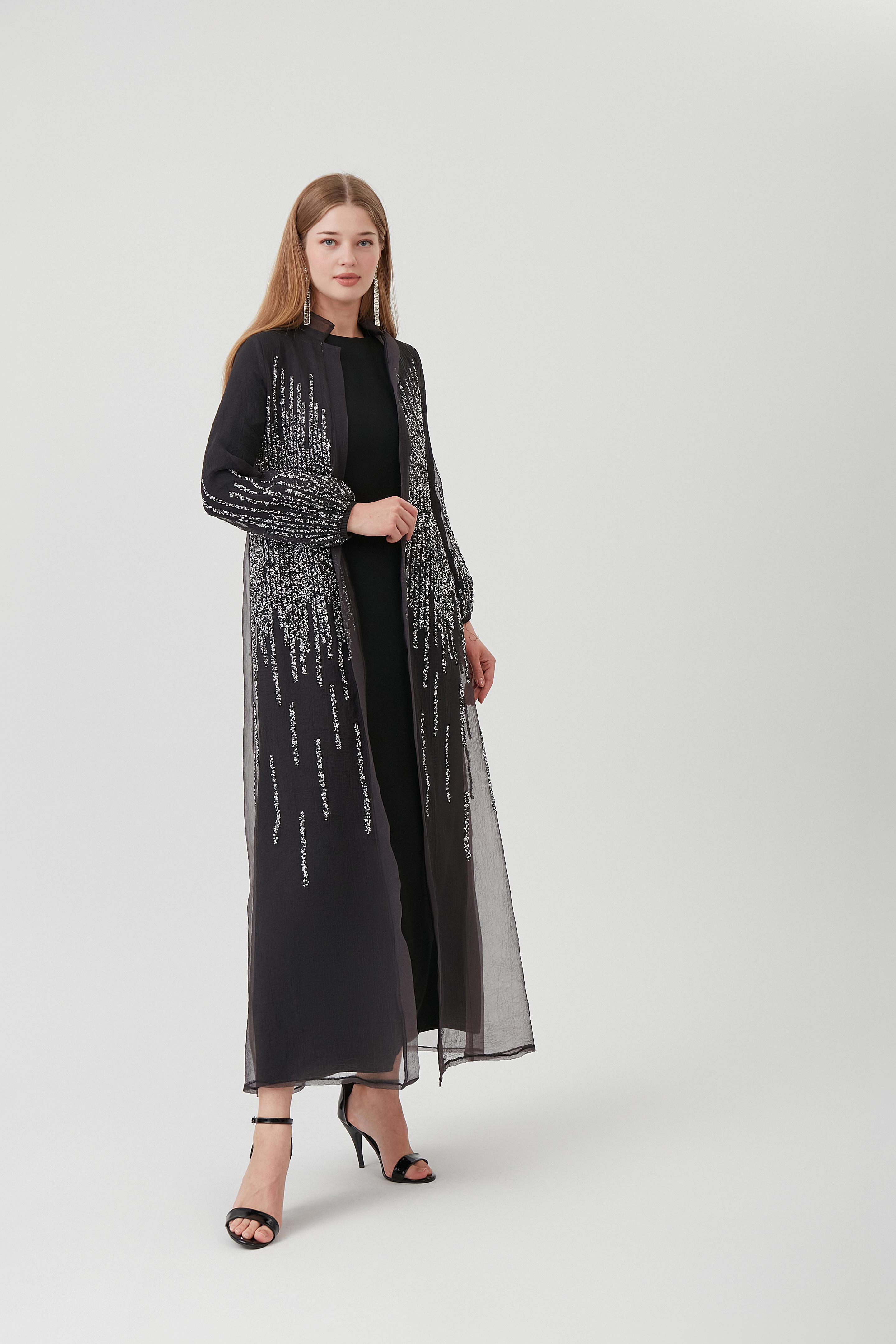 yağmur model taşlı abaya