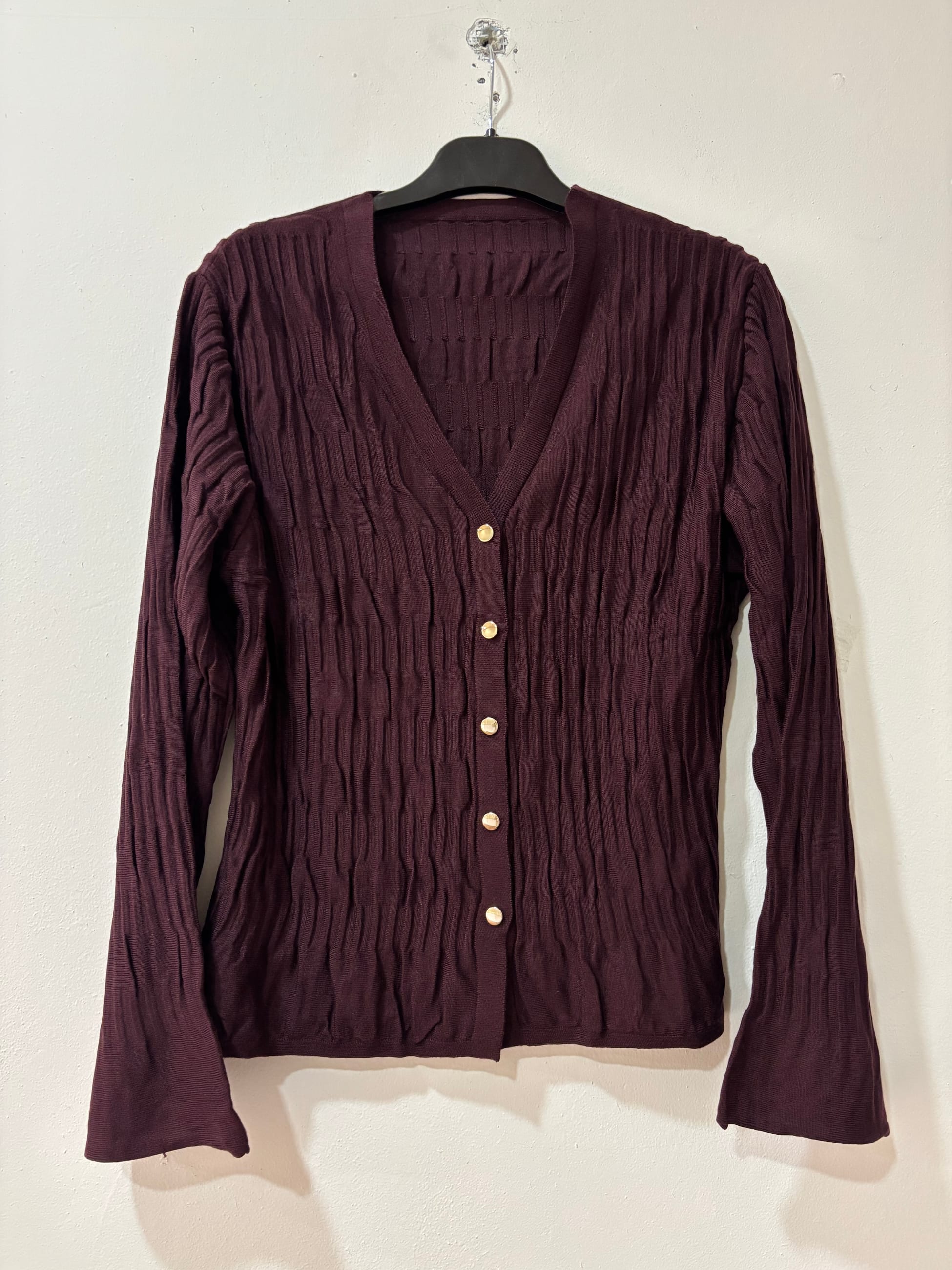 V Yaka Gold Düğmeli Hırka