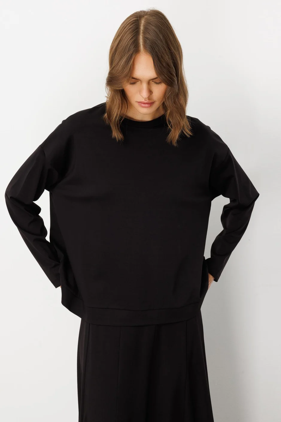 Mybch Örme Ekstra Dökümlü Yumuşak Dokulu Parçalı Etek Kombinli Zamansız Takım