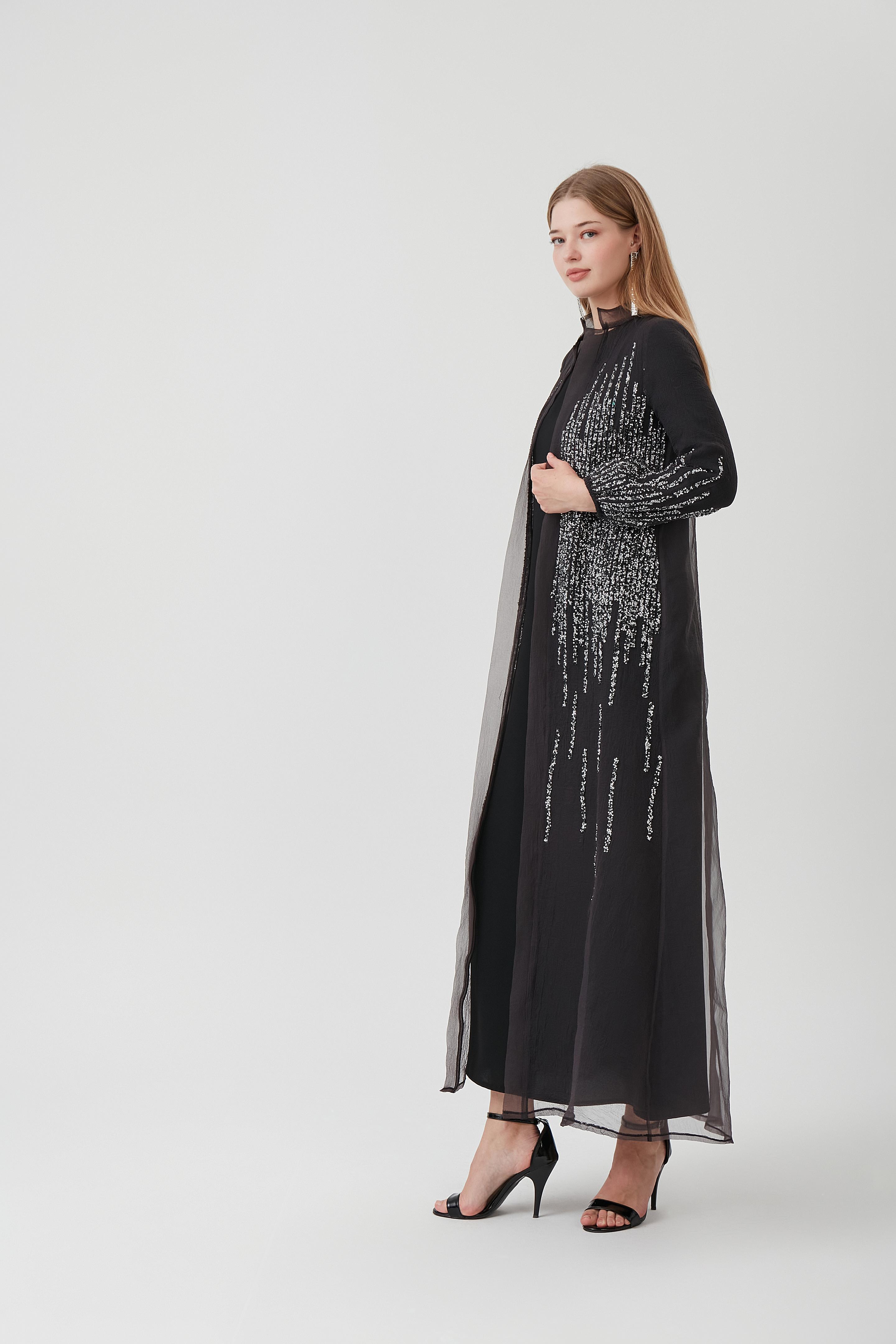 yağmur model taşlı abaya