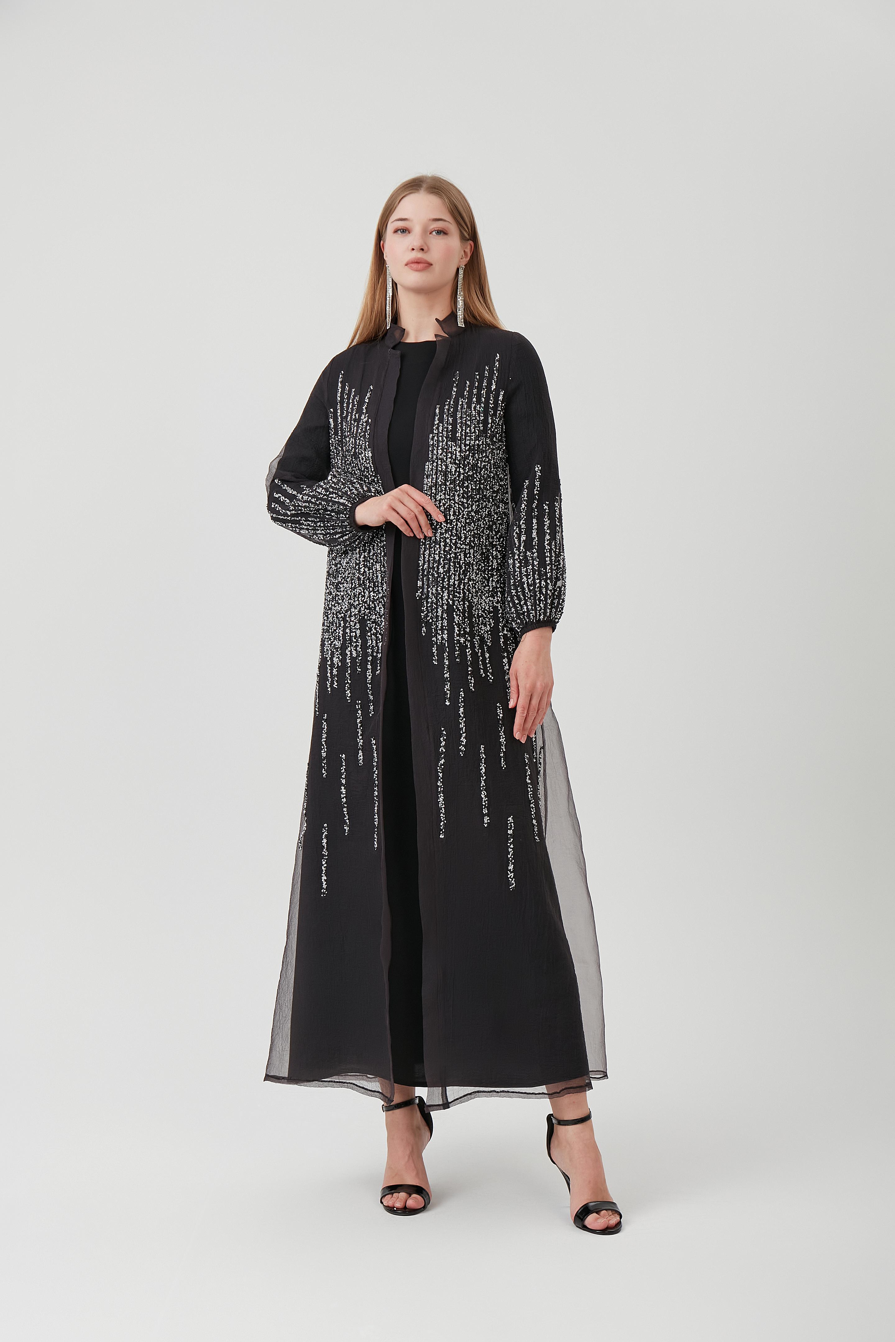 yağmur model taşlı abaya