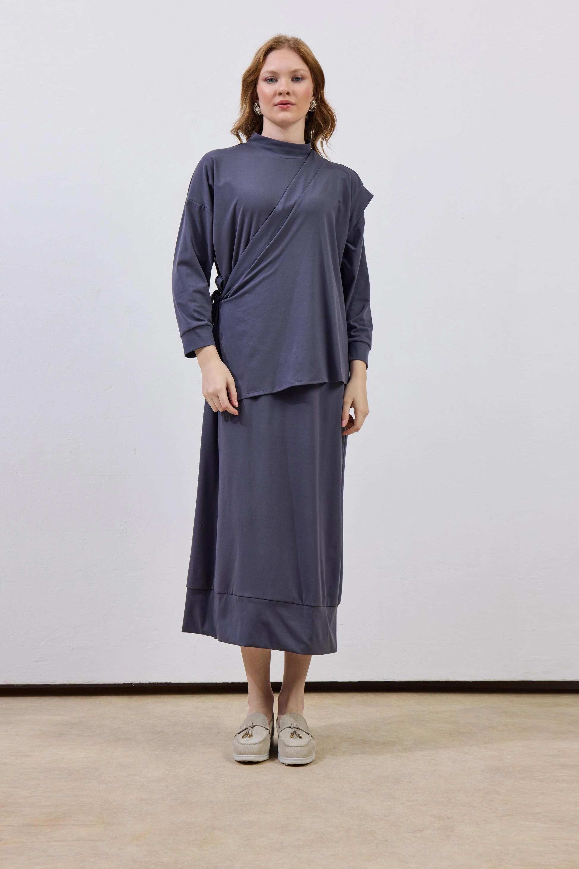 Bağlamalı Elbise-Antrasit