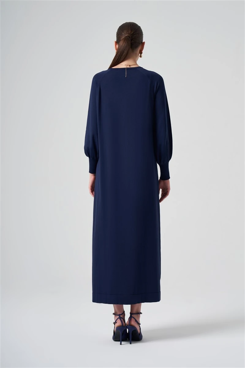 Balon Kol Elbise Nuss-Lacivert