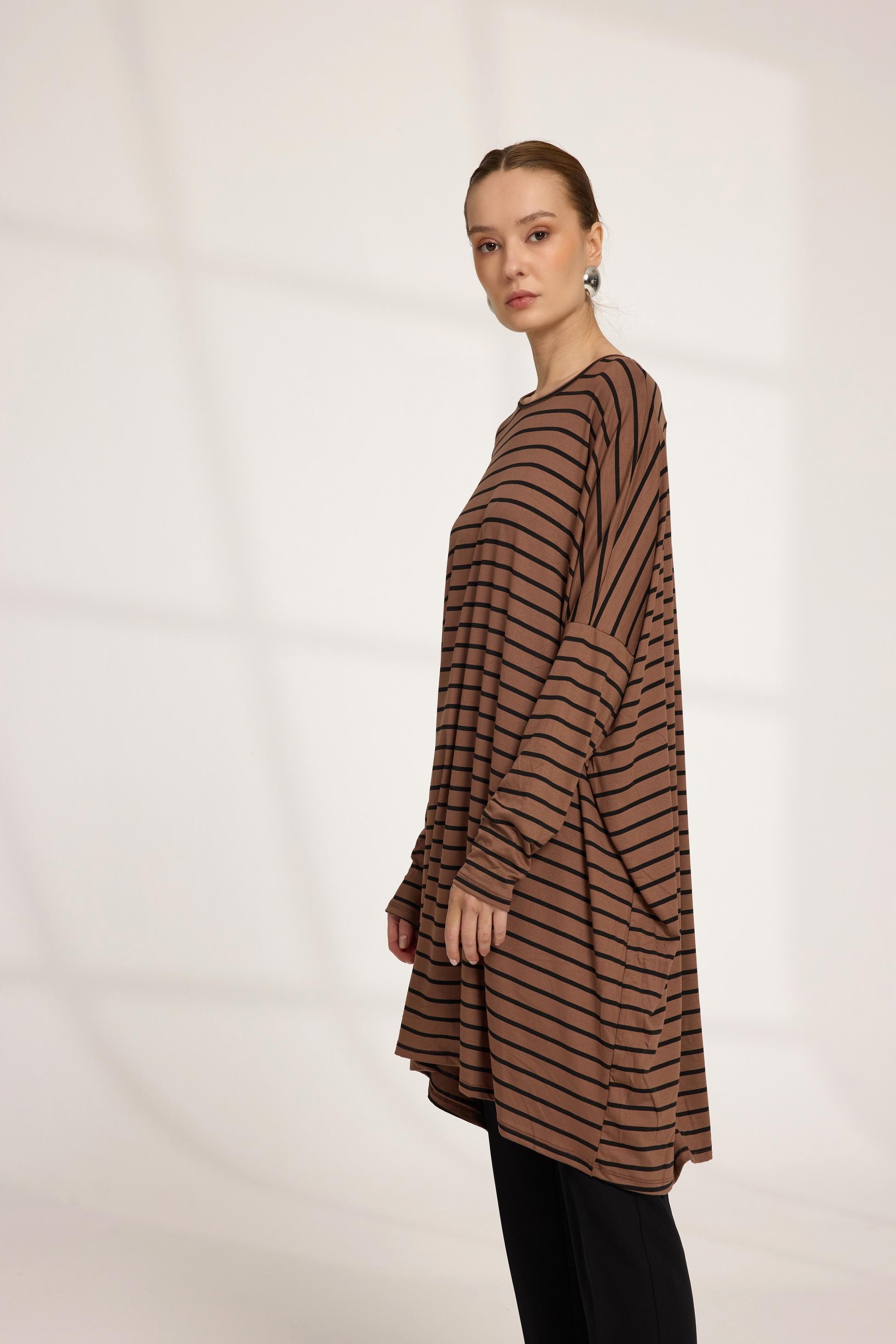 Çizgili Tunik Camel