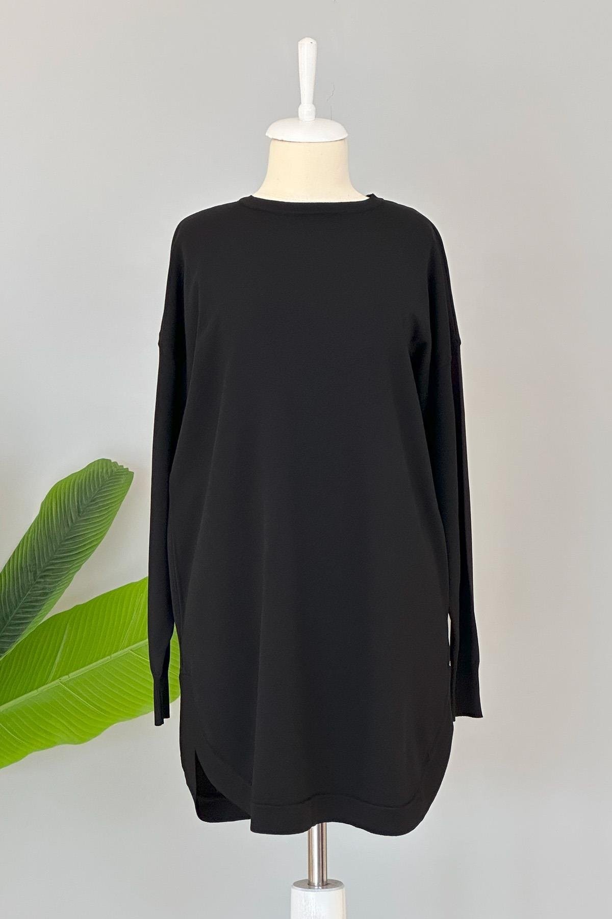 Nuss Merserize Oval Kesim Tunik 1200 Siyah