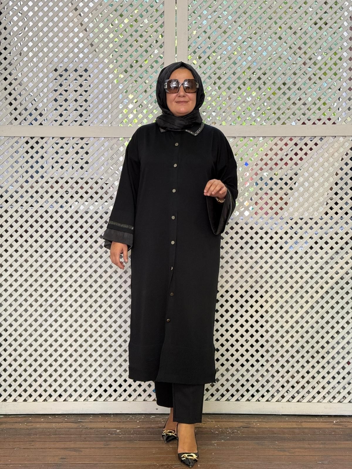 TÜL DETAYLI MERSERİZE HIRKA