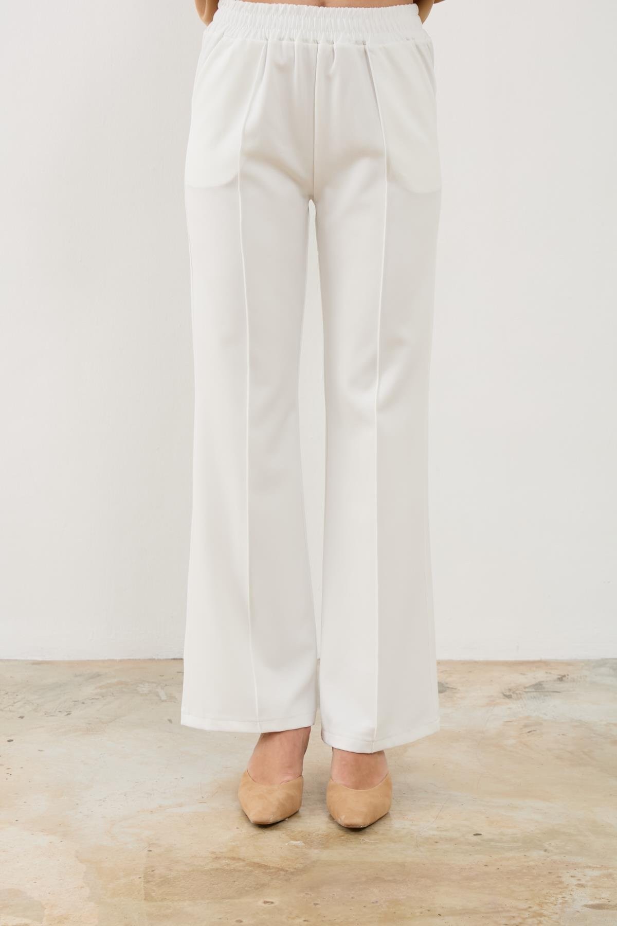 Peta Krep Pantolon-Ekru Series