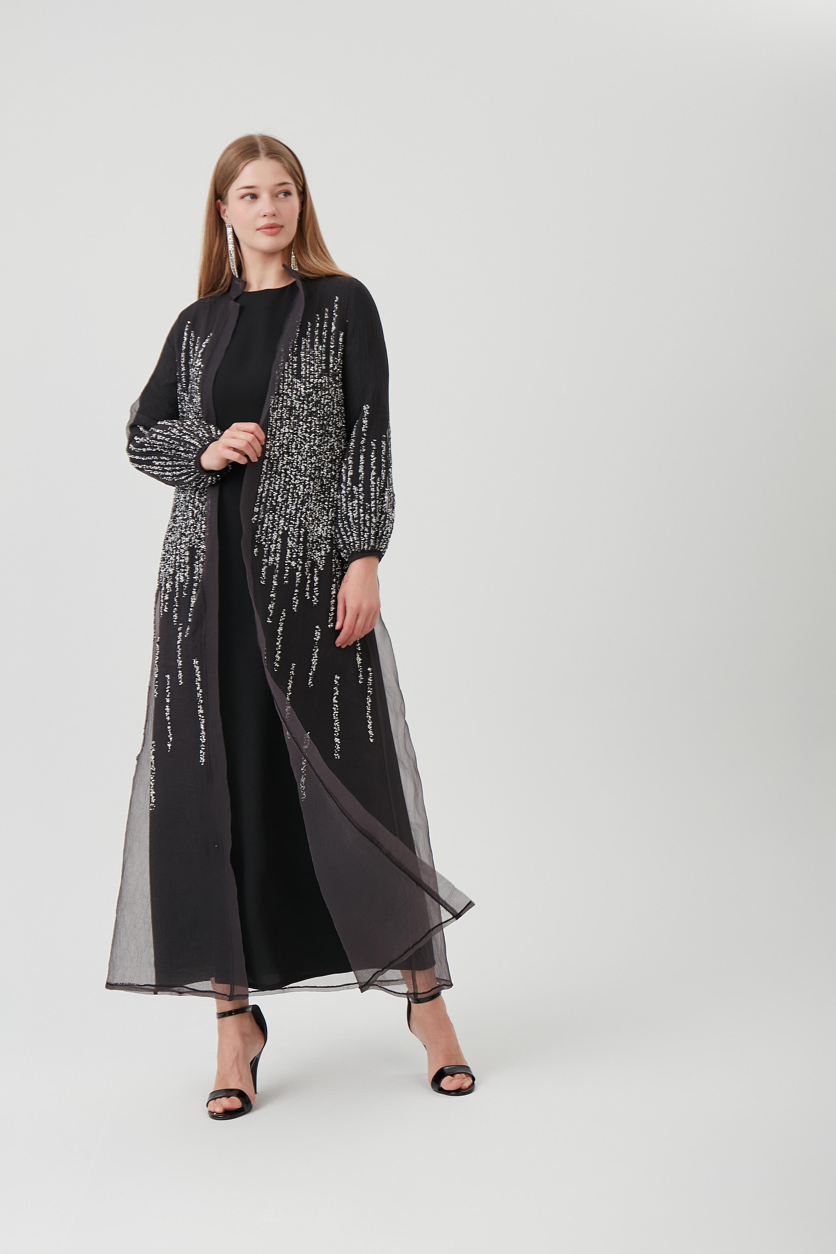 yağmur model taşlı abaya