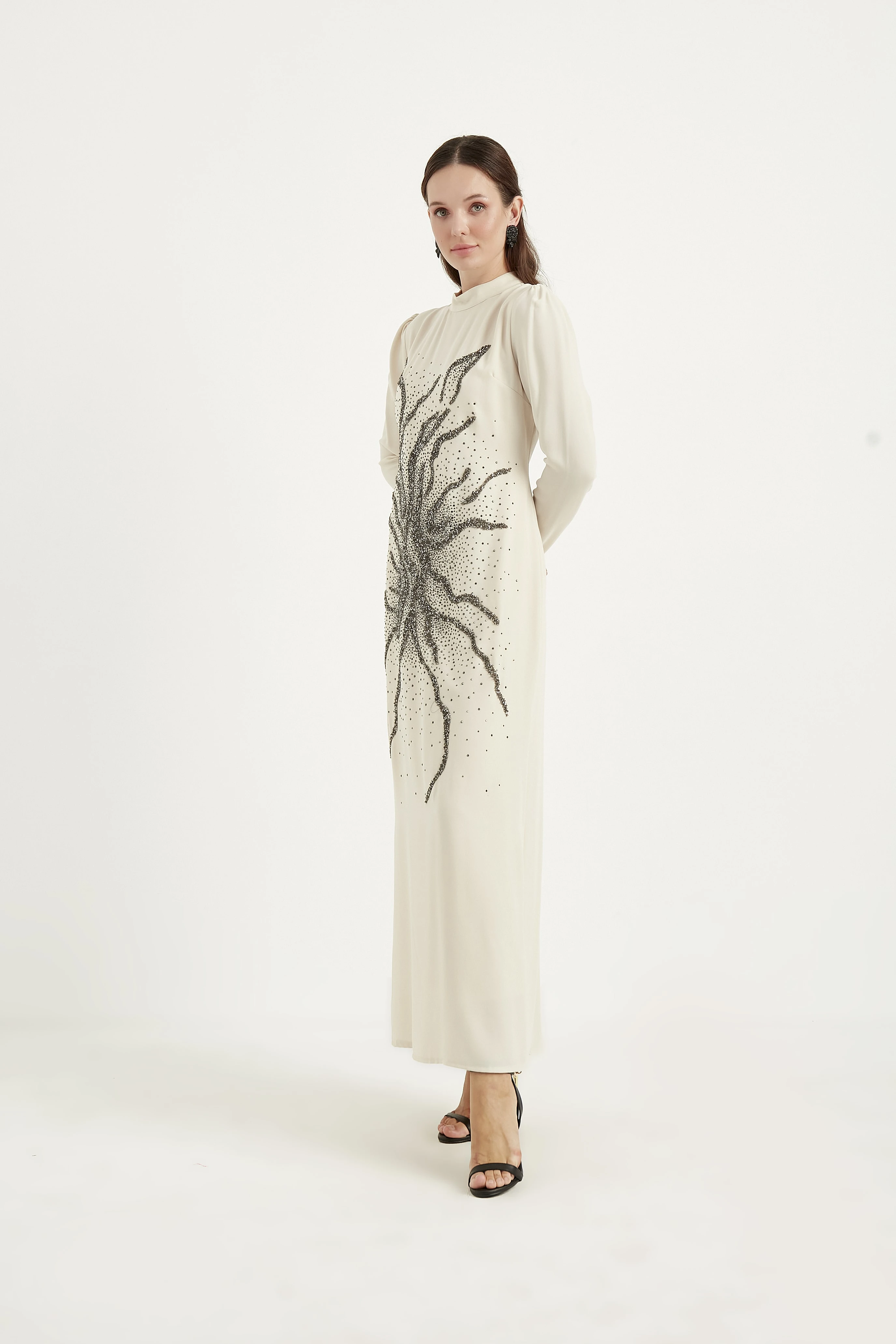 AKASYA-TAŞLI KREP ELBİSE