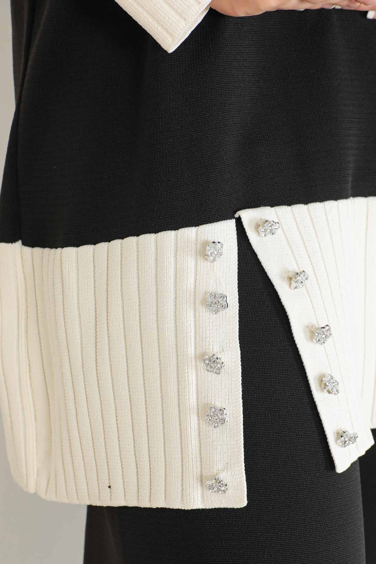 Örme Taşlı Takım Siyah