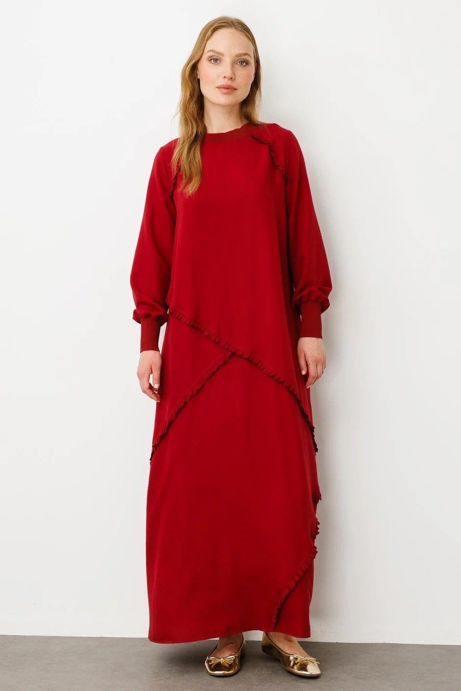 Ribana Elbise Bordo