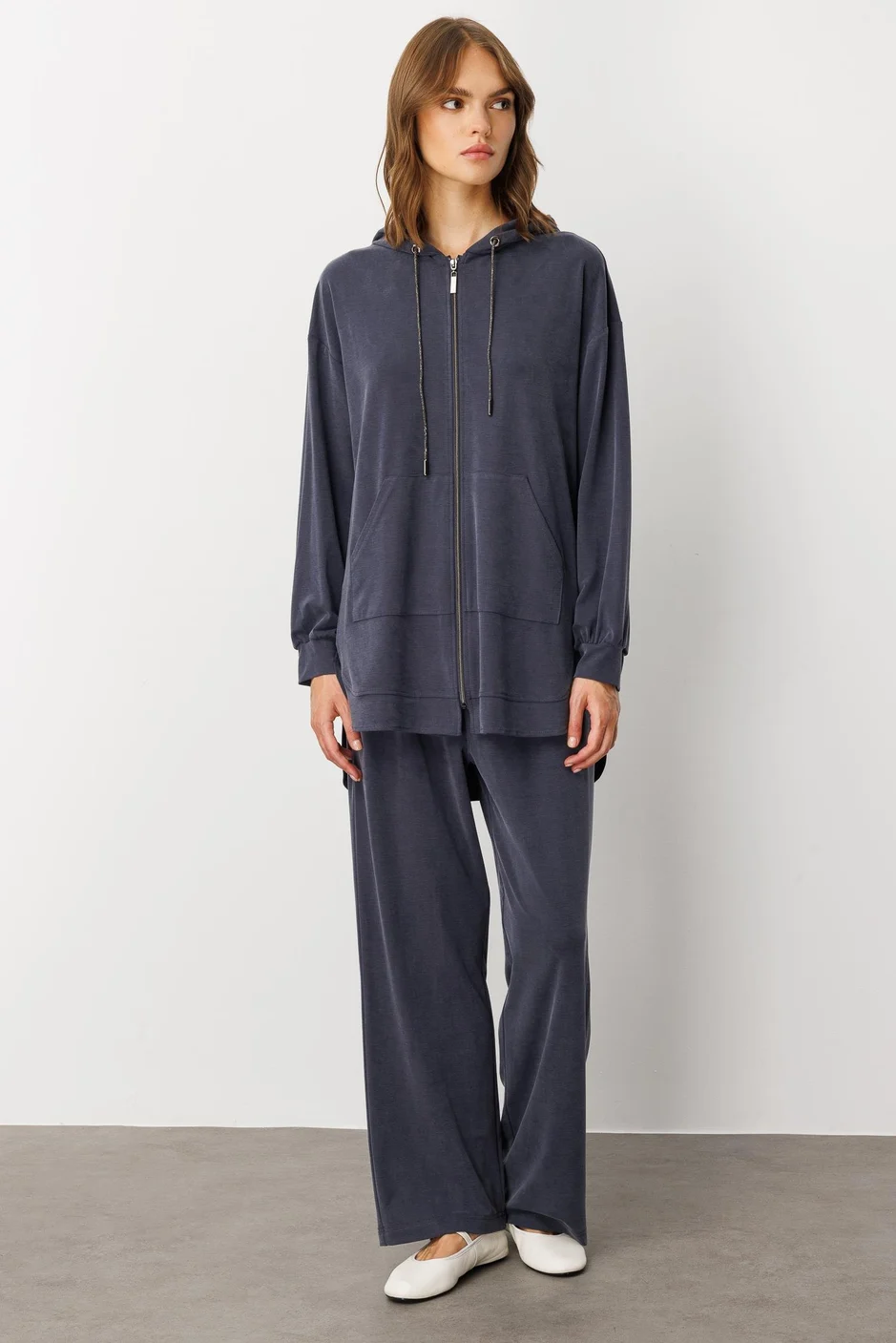 Soft Örme (miccell %55 doğal içerik) Elişi Detaylı Pantalon Kombin Takım