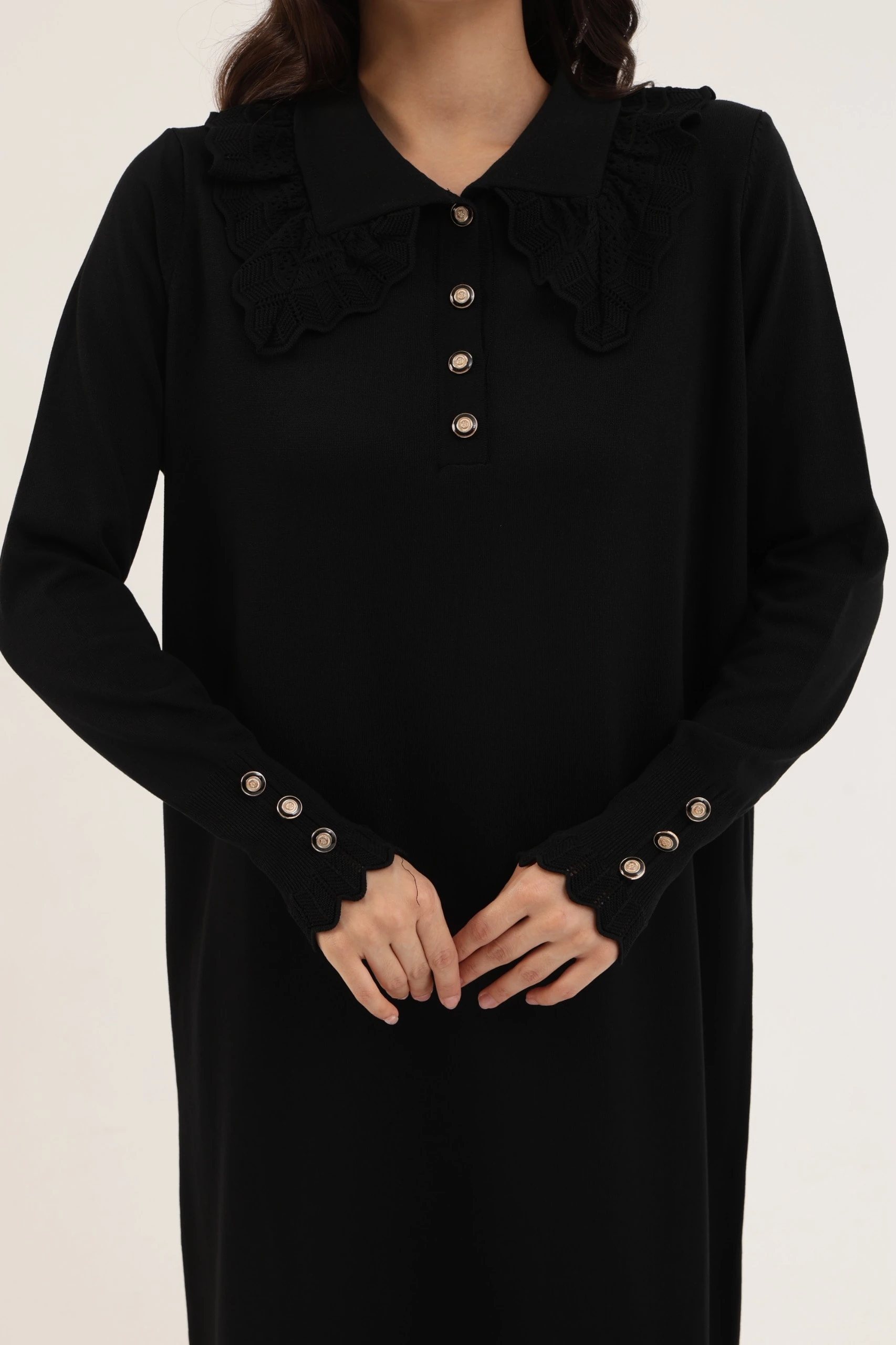 DANTEL YAKA MERSERİZE ELBİSE