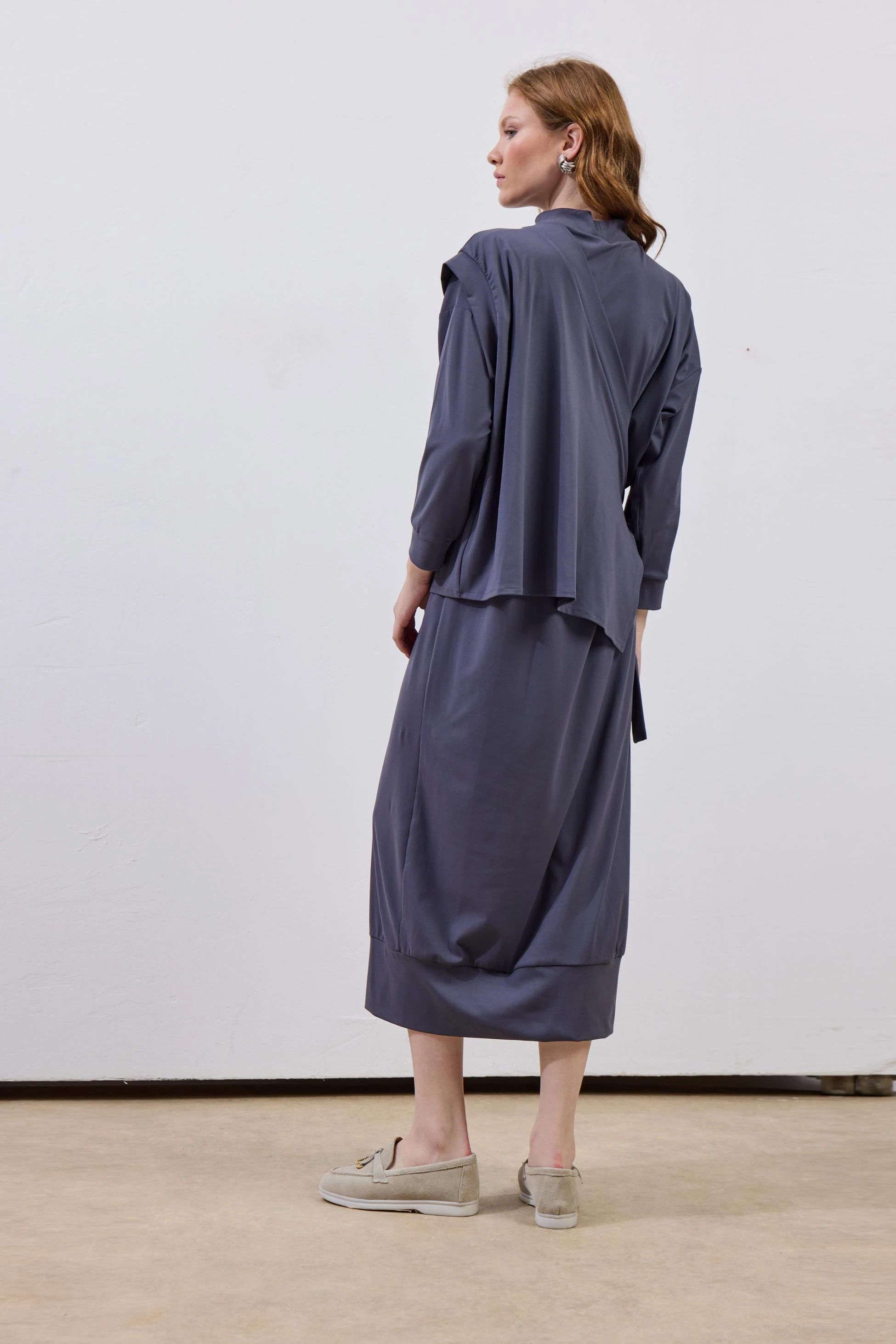 Bağlamalı Elbise-Antrasit