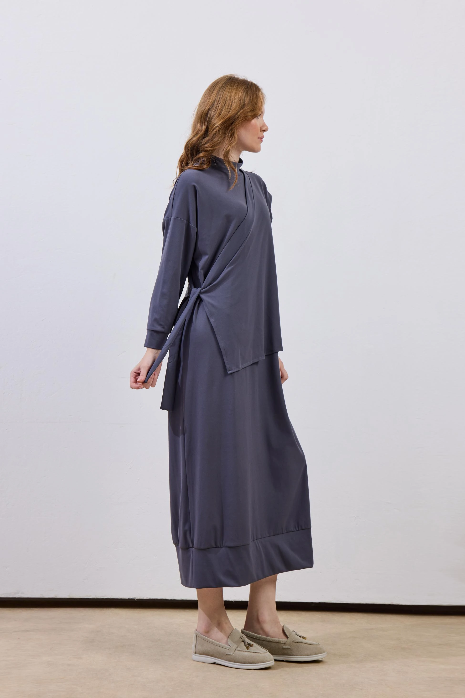 Bağlamalı Elbise-Antrasit