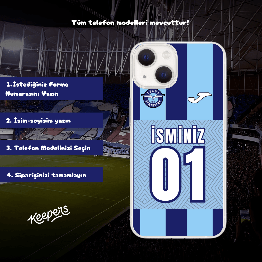 Adana Demirspor- 01 İsminize Özel Forma Baskılı Telefon Kılıfı (Android/Ios Uyumlu)
