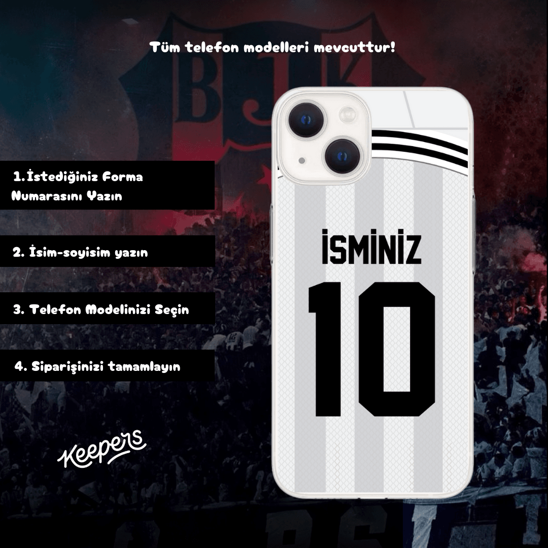 Beşiktaş İsminize Özel Forma Baskılı Telefon Kılıfı (Android/Ios Uyumlu)